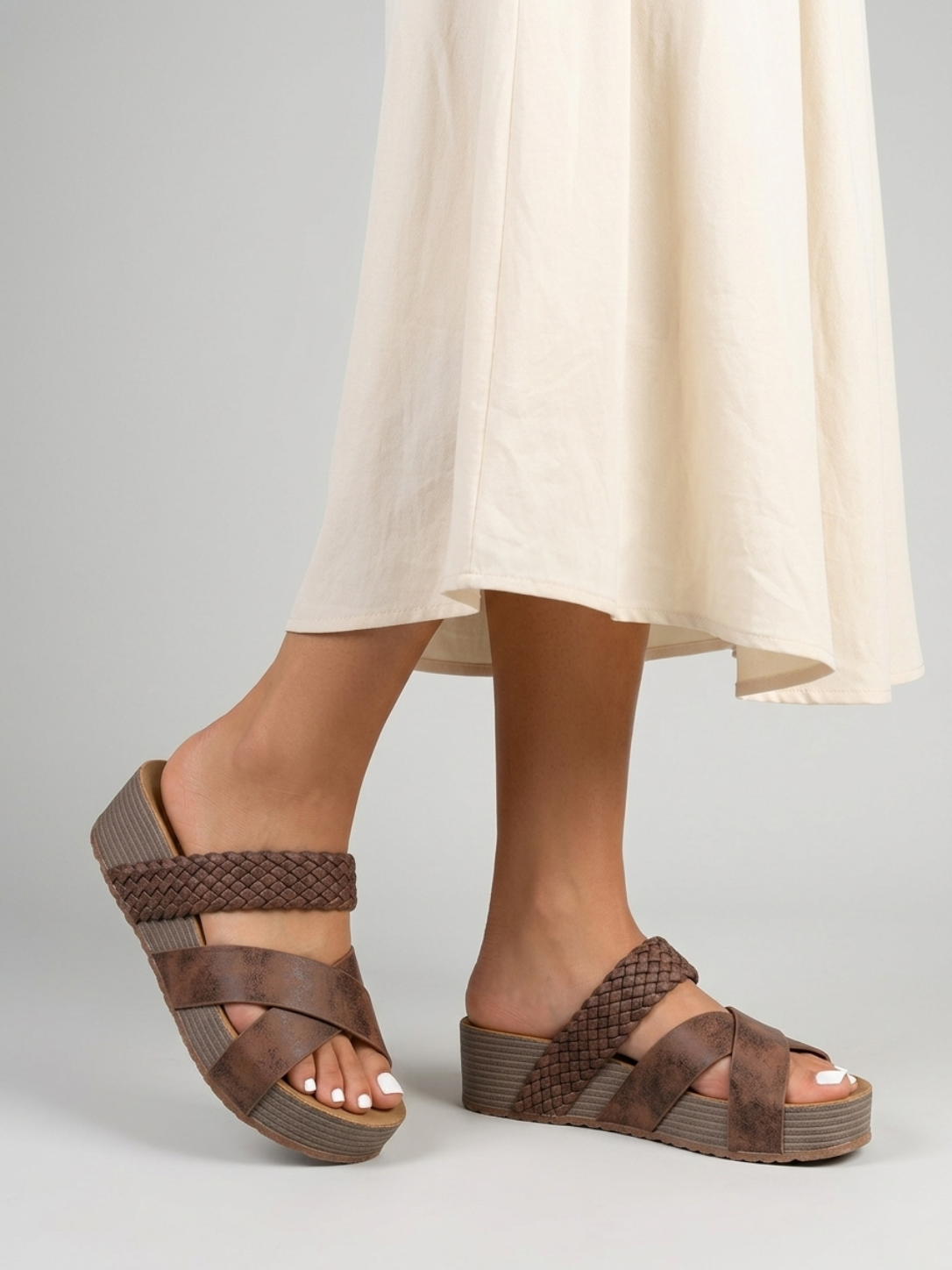 Women’s Braided Sandals with Crossover Straps