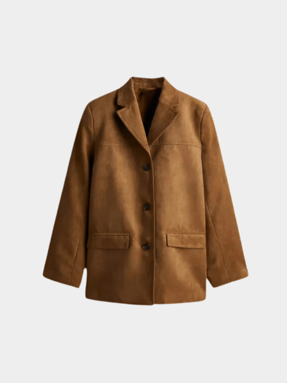Women’s Brown Suede-Texture Button Jacket