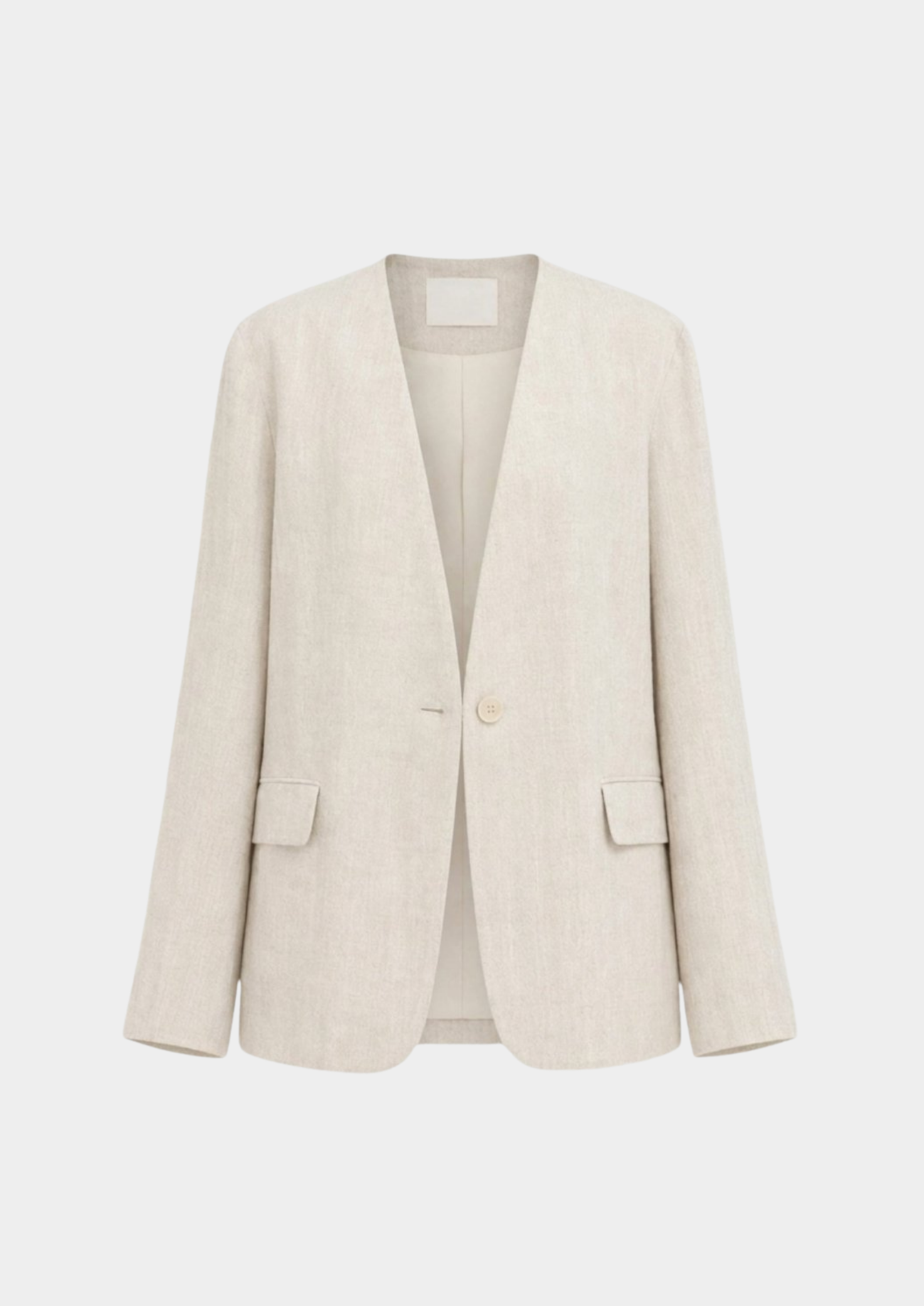 Women’s Collarless Blazer with Single-Button Closure