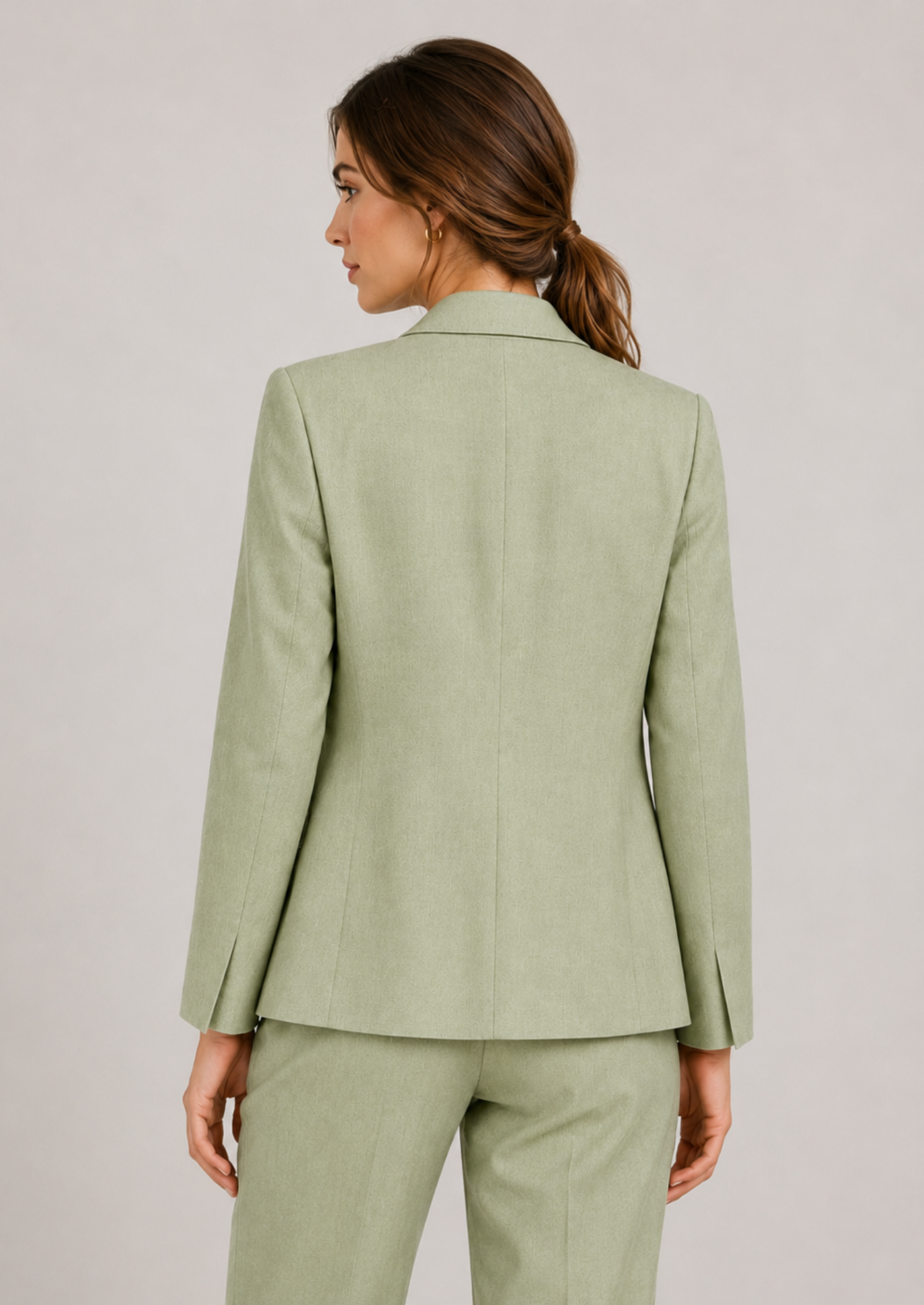 Women’s Collarless Blazer with Single-Button Closure