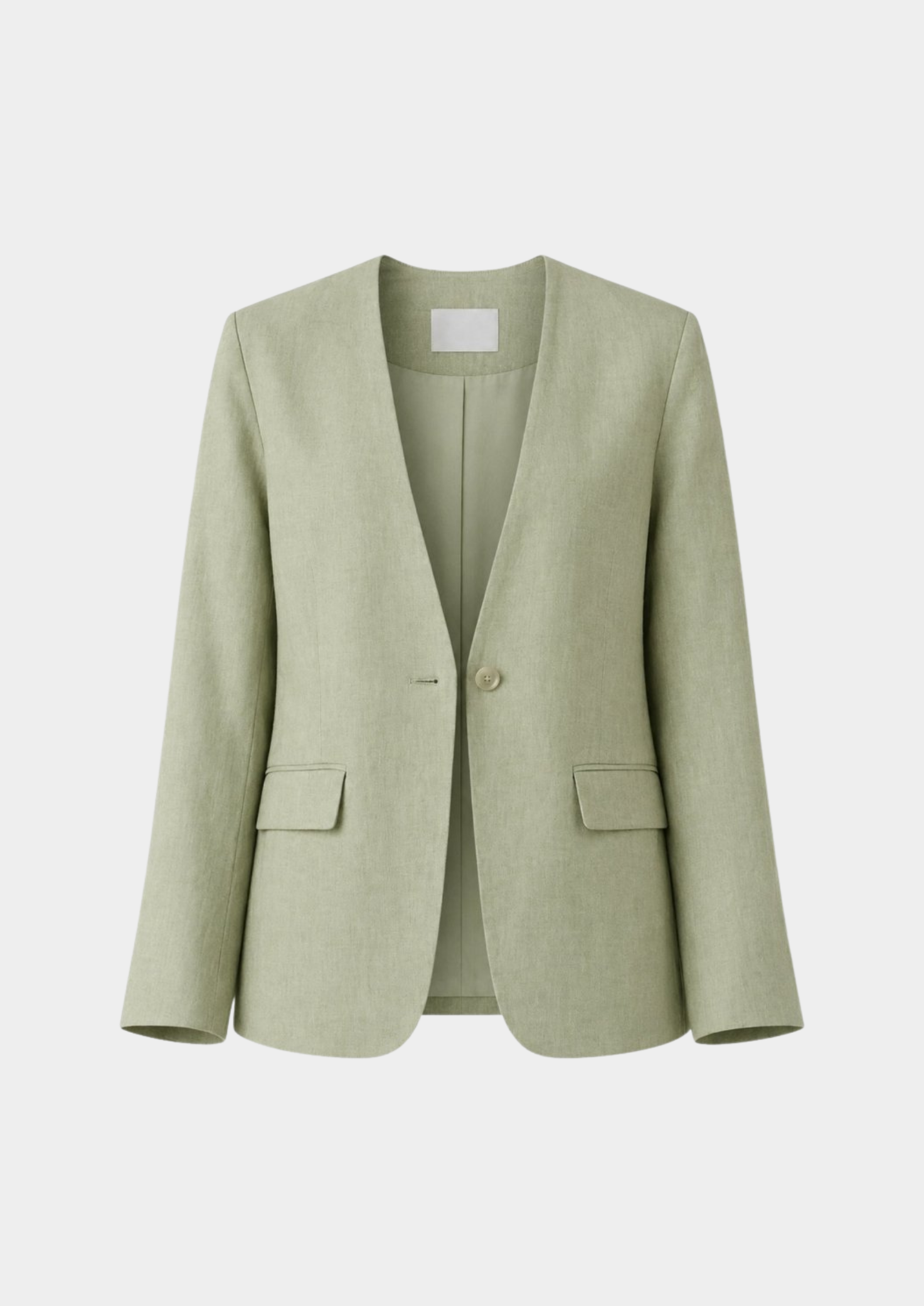 Women’s Collarless Blazer with Single-Button Closure