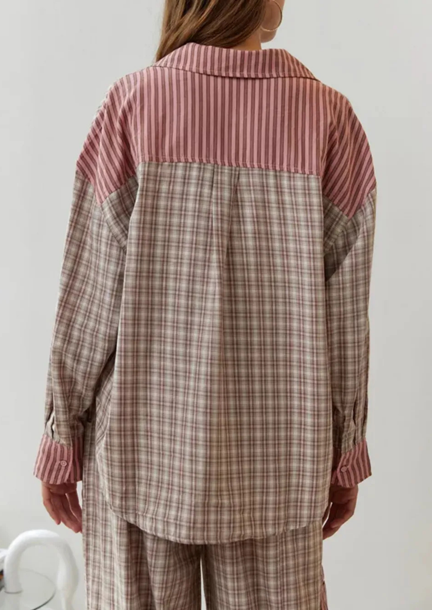 Women’s Contrast Trim Checked Pyjama Set