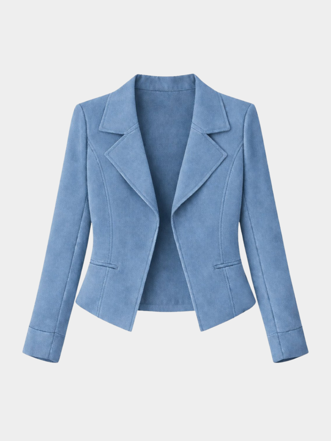 Women’s Cropped Blazer with Lapel Collar and Long Sleeves