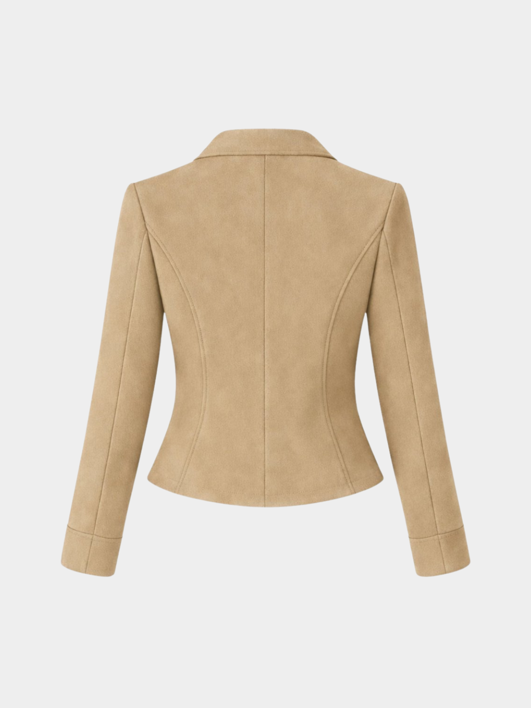 Women’s Cropped Blazer with Lapel Collar and Long Sleeves