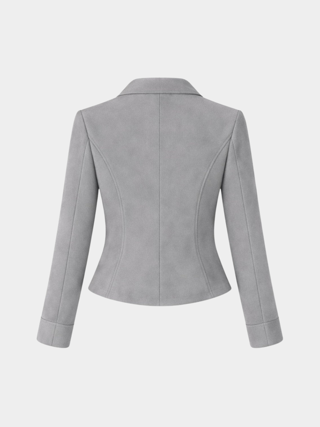 Women’s Cropped Blazer with Lapel Collar and Long Sleeves