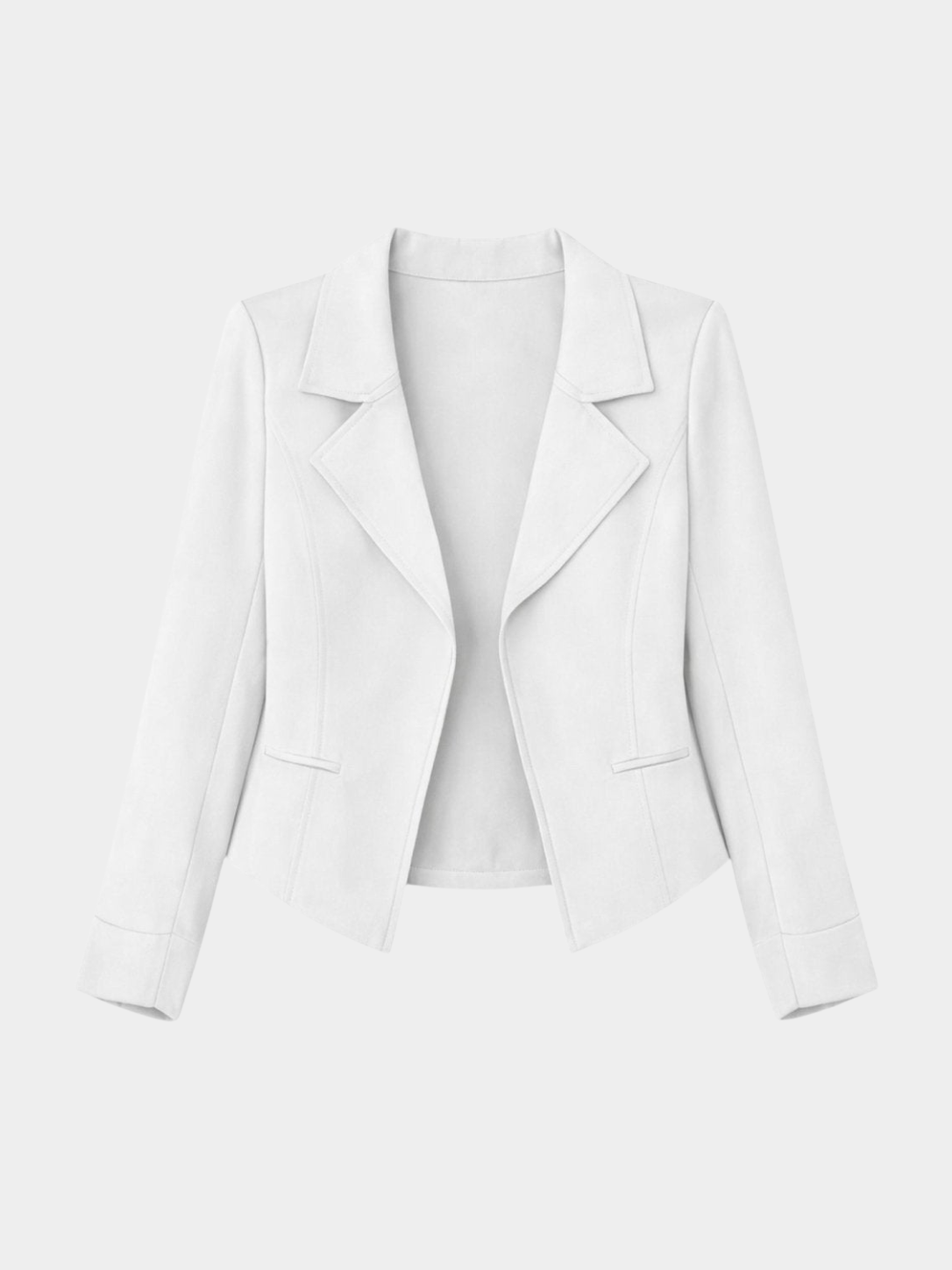 Women’s Cropped Blazer with Lapel Collar and Long Sleeves