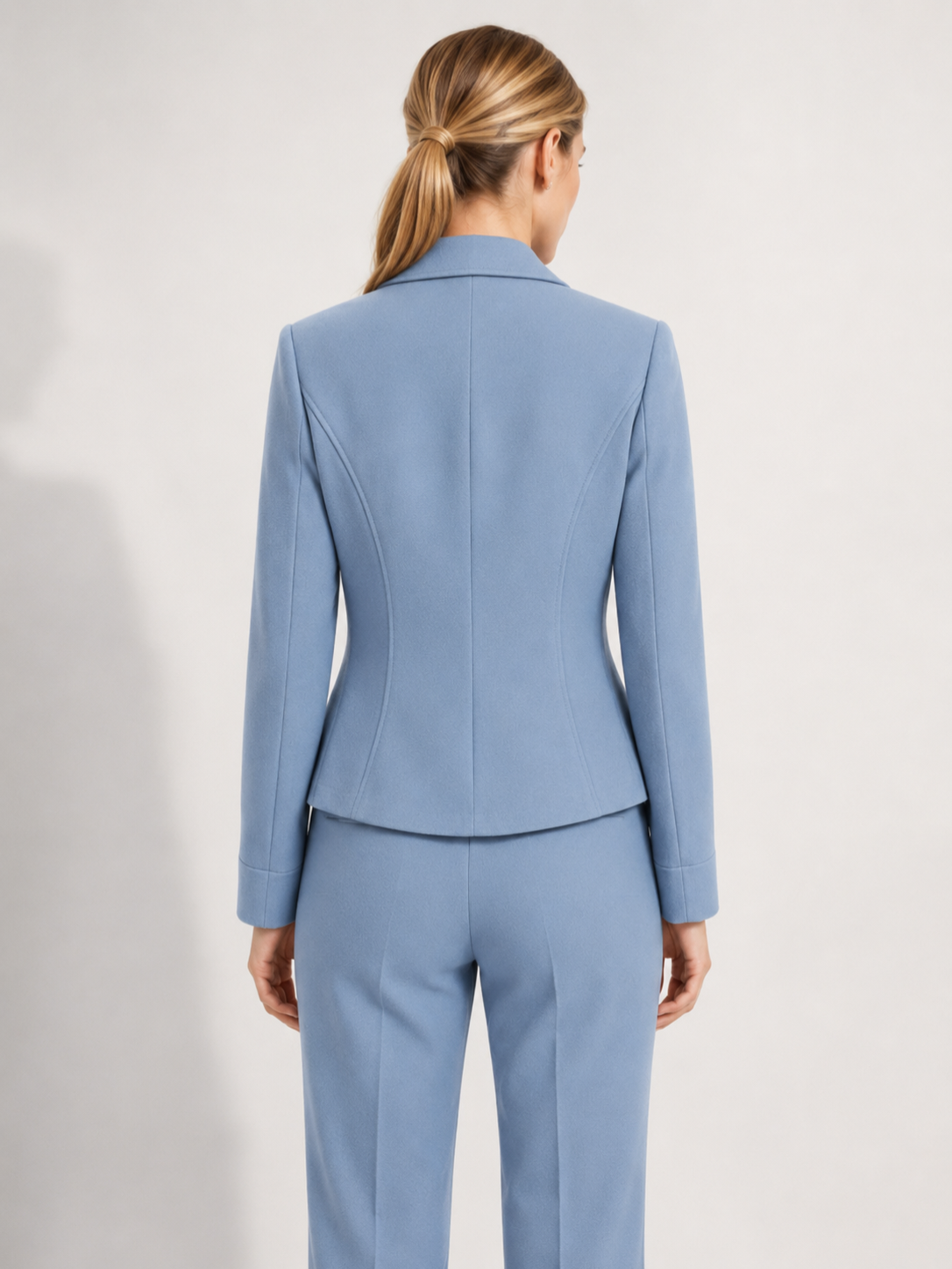 Women’s Cropped Blazer with Lapel Collar and Long Sleeves