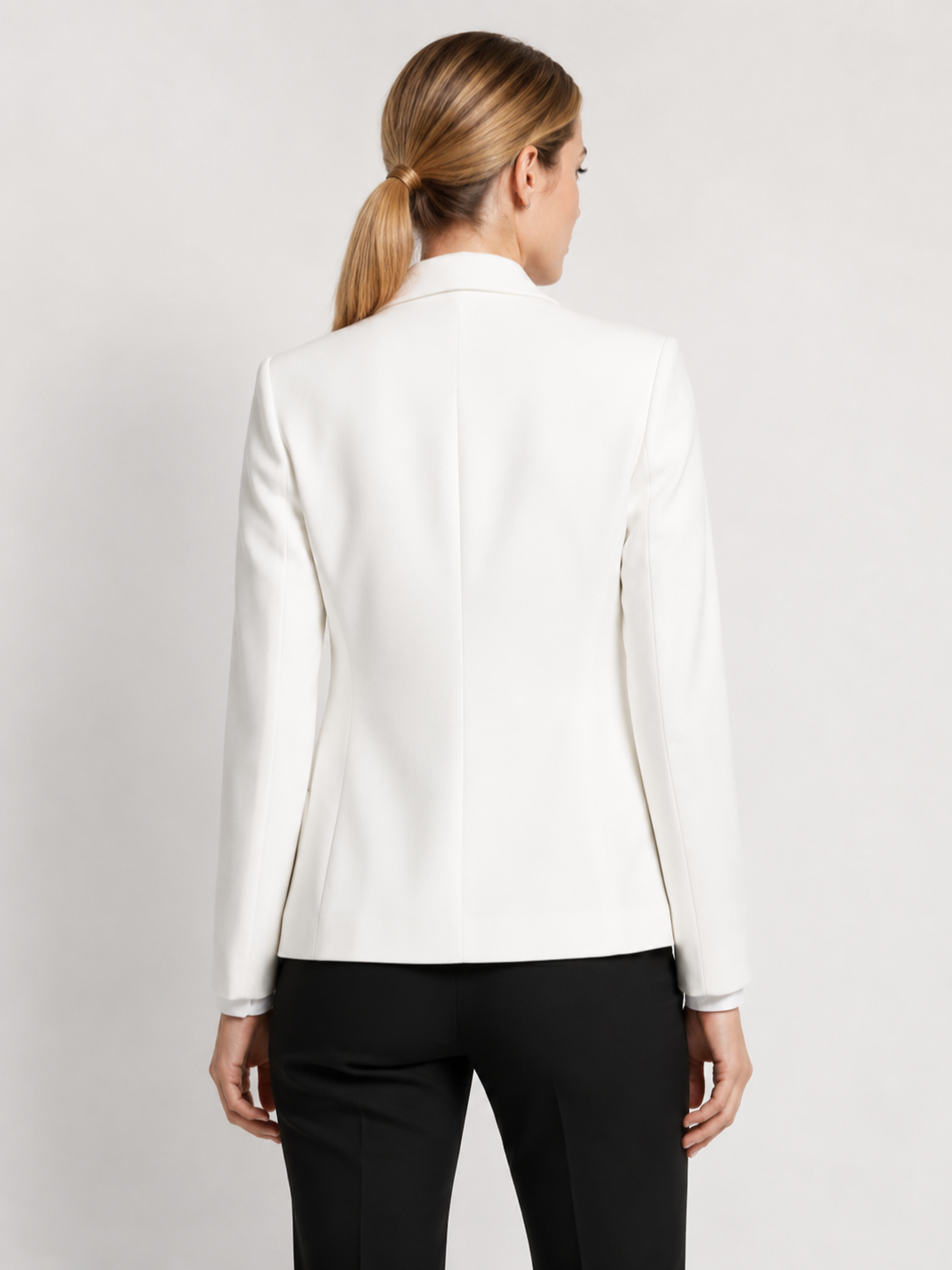 Women’s Cropped Blazer with Lapel Collar and Long Sleeves