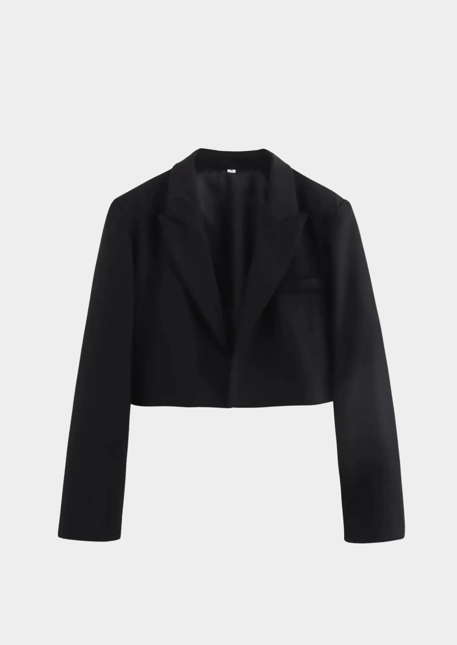 Women’s Cropped Blazer with Notched Lapel and Long Sleeves