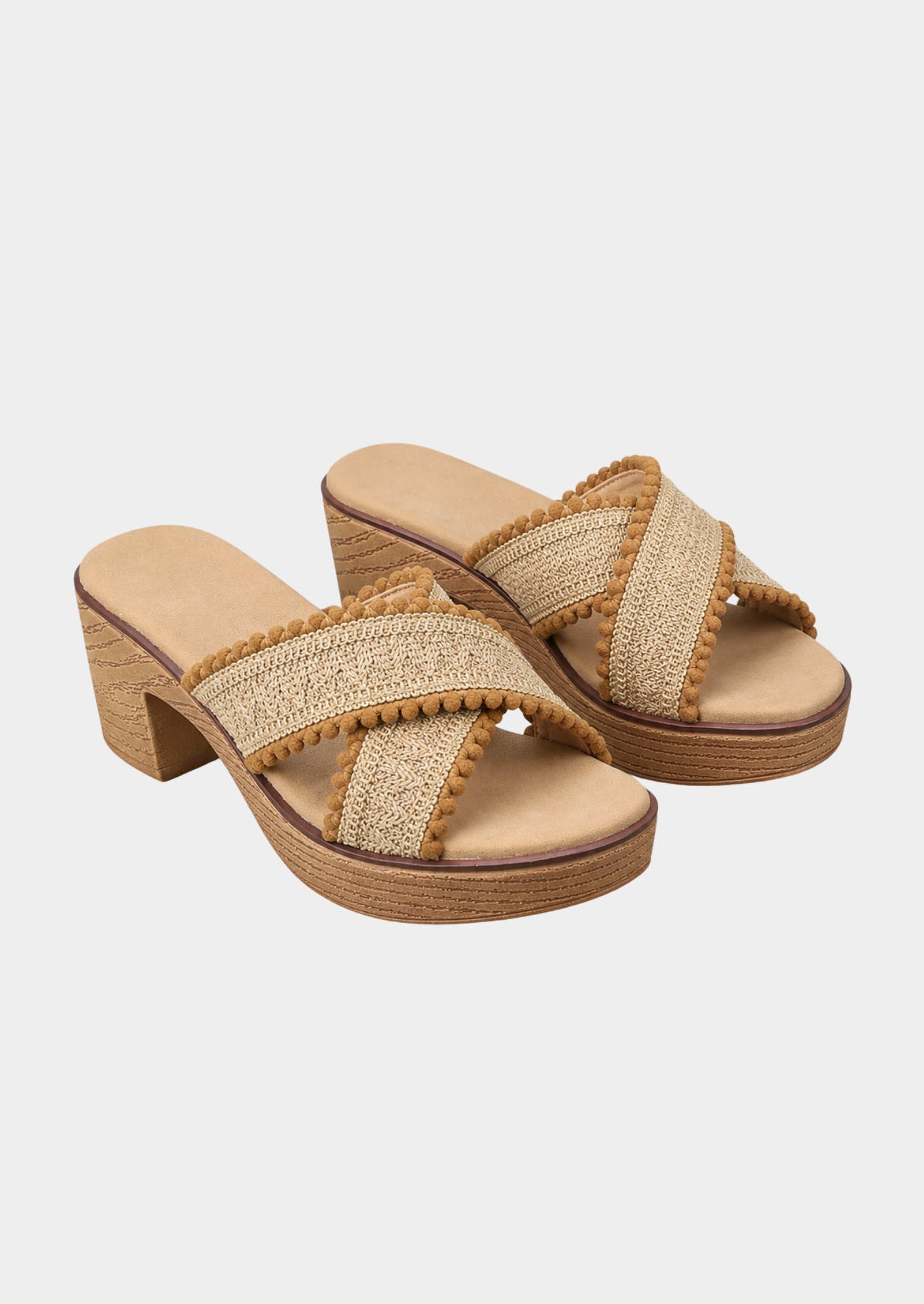 Women’s Cross Strap Heels Sandals with Block Heel