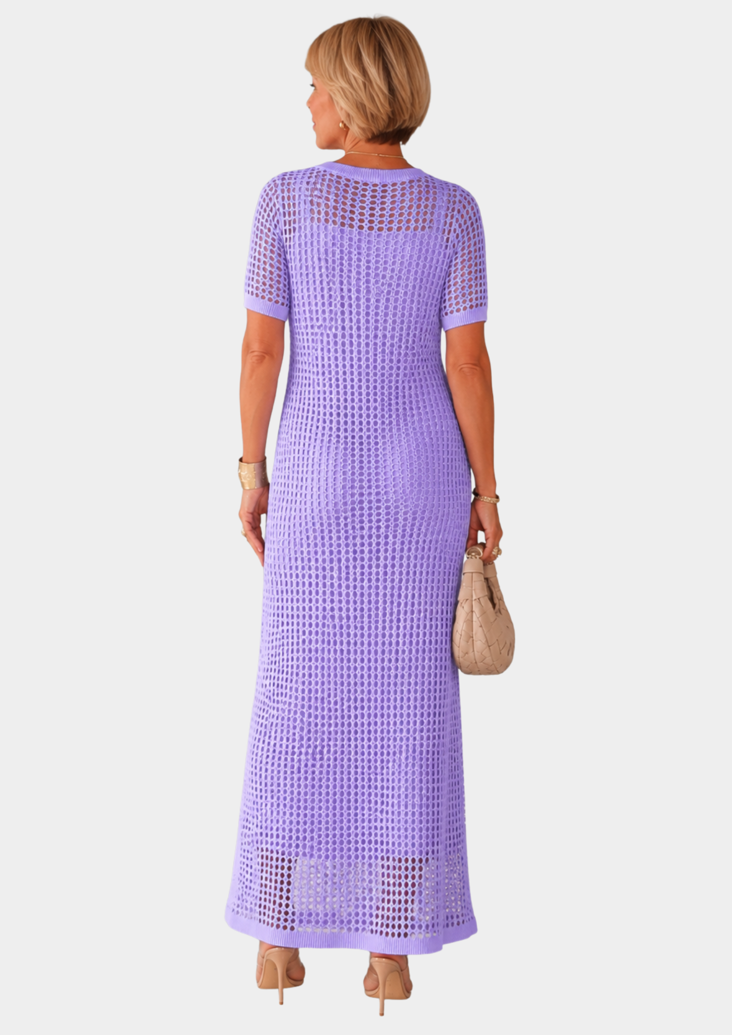 Women’s Cut-Out Maxi Dress with Short Sleeves