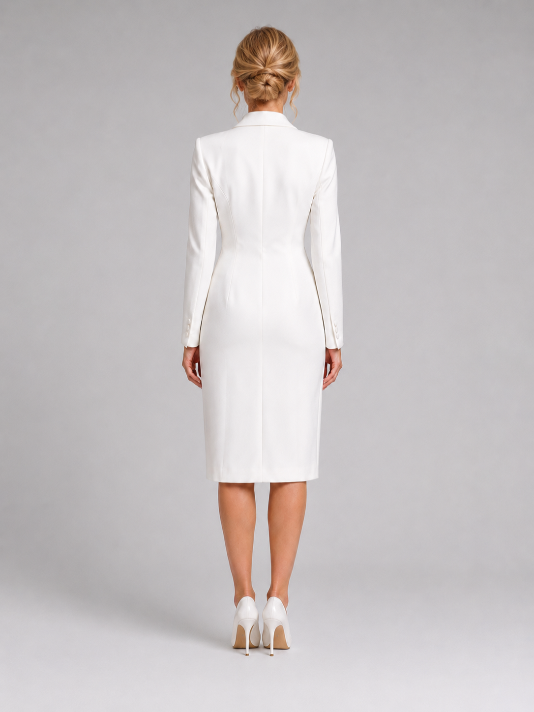Women’s Double-Breasted Midi Dress with Long Sleeves