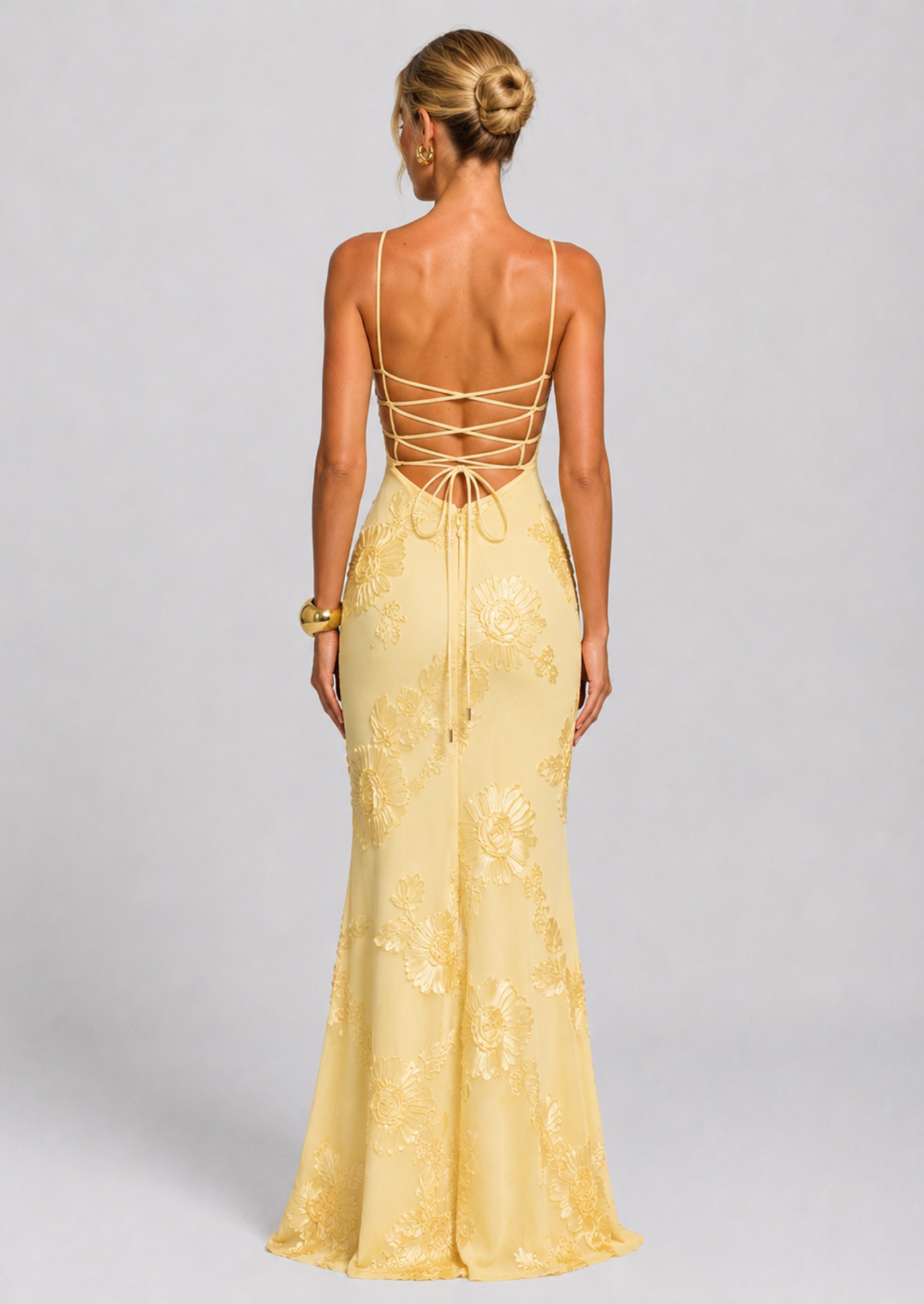 Women’s Floral Appliqué Maxi Dress with Spaghetti Straps