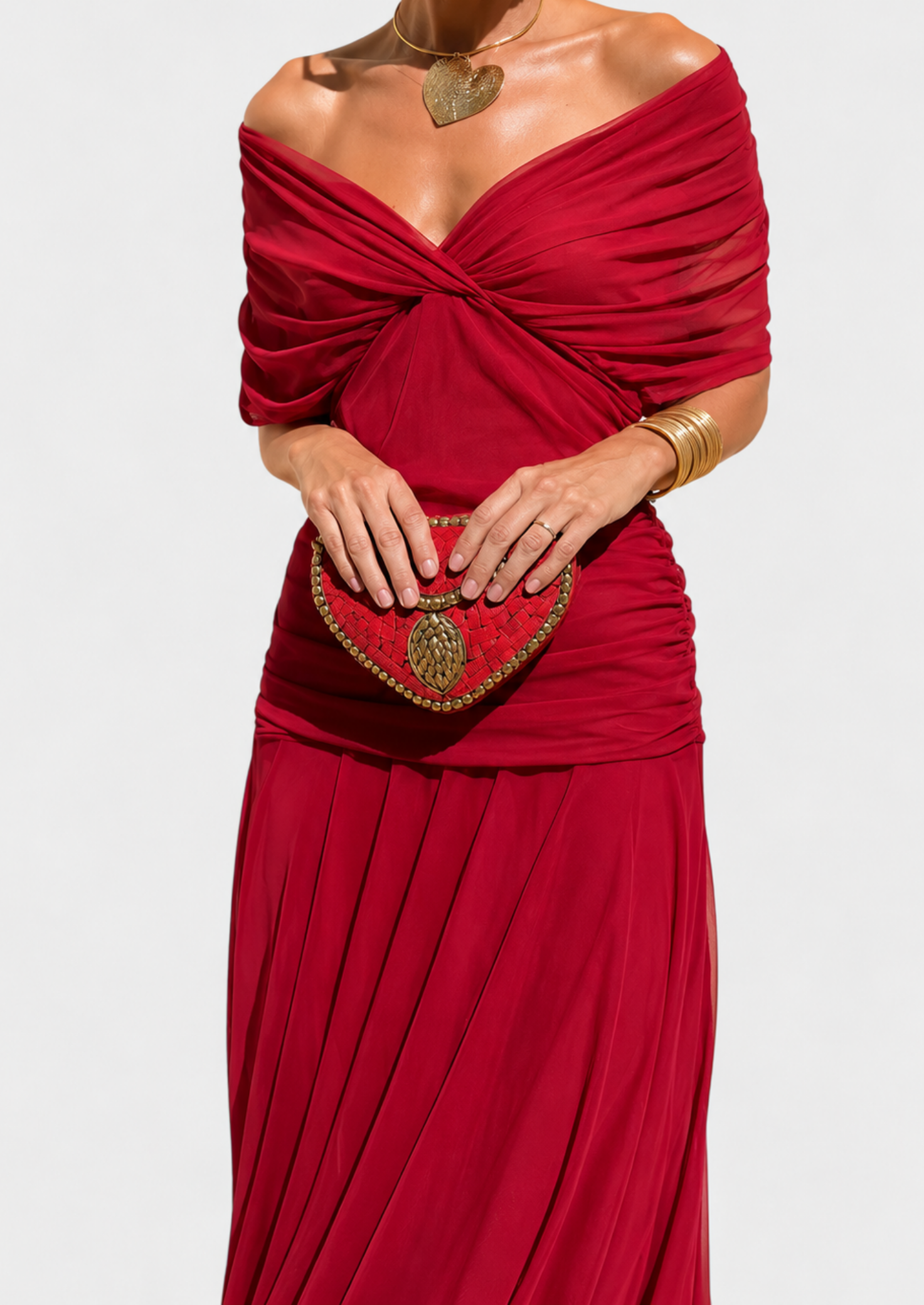 Women’s Floral Draped Maxi Dress with V-Neck and Gathered Waist