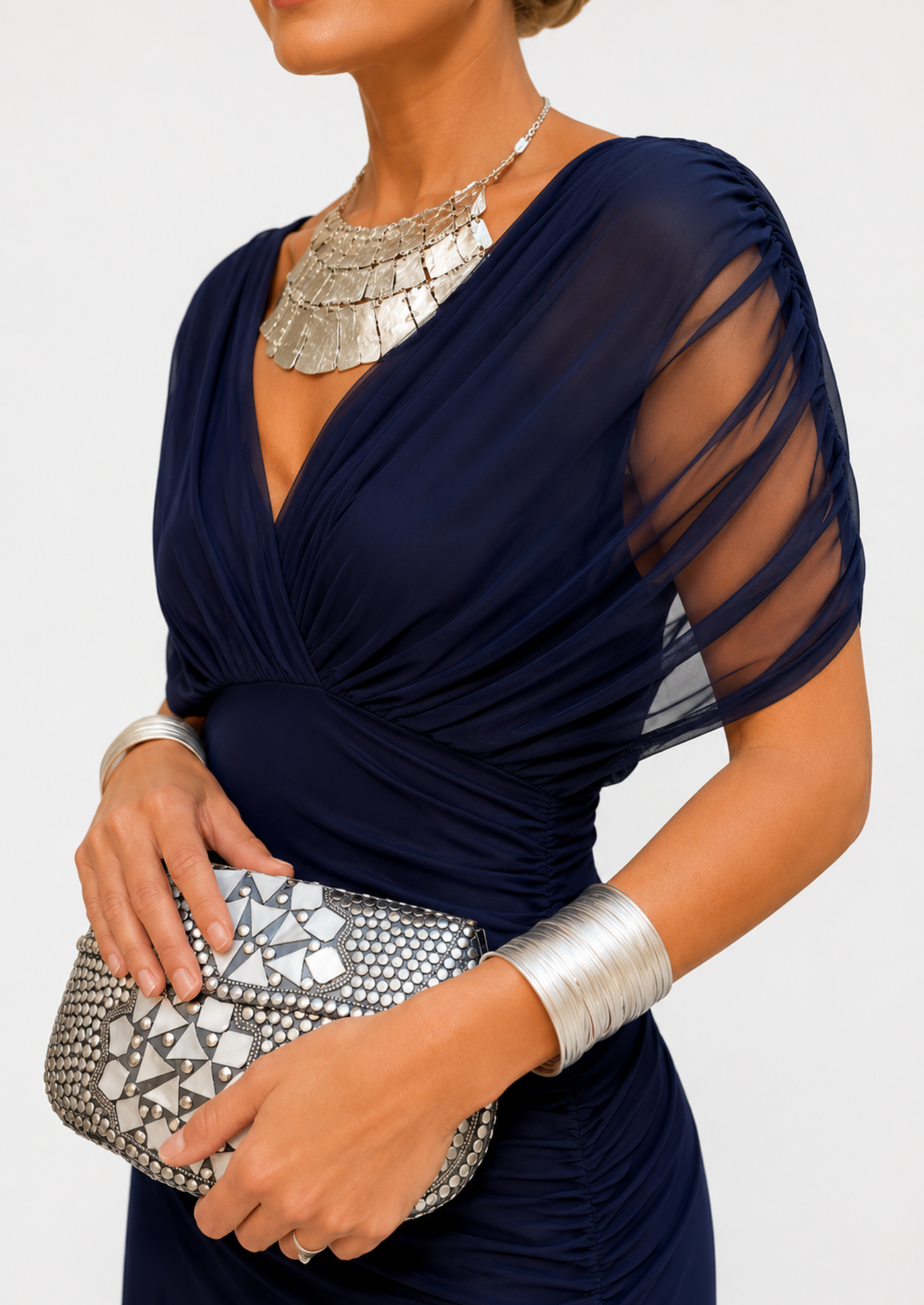 Women’s Floral Draped Maxi Dress with V-Neck and Gathered Waist