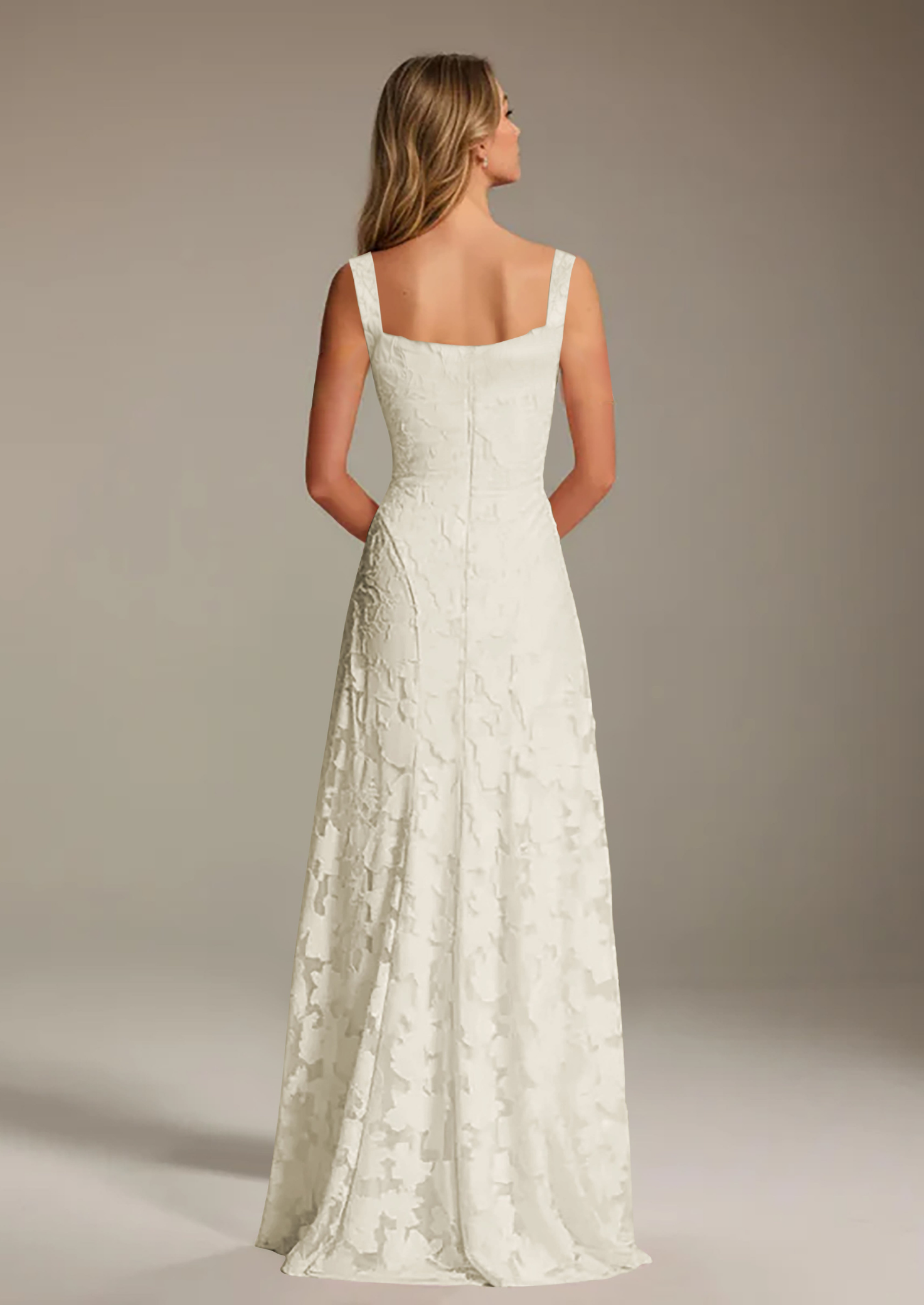 Women’s Floral Lace Maxi Dress with Square Neck