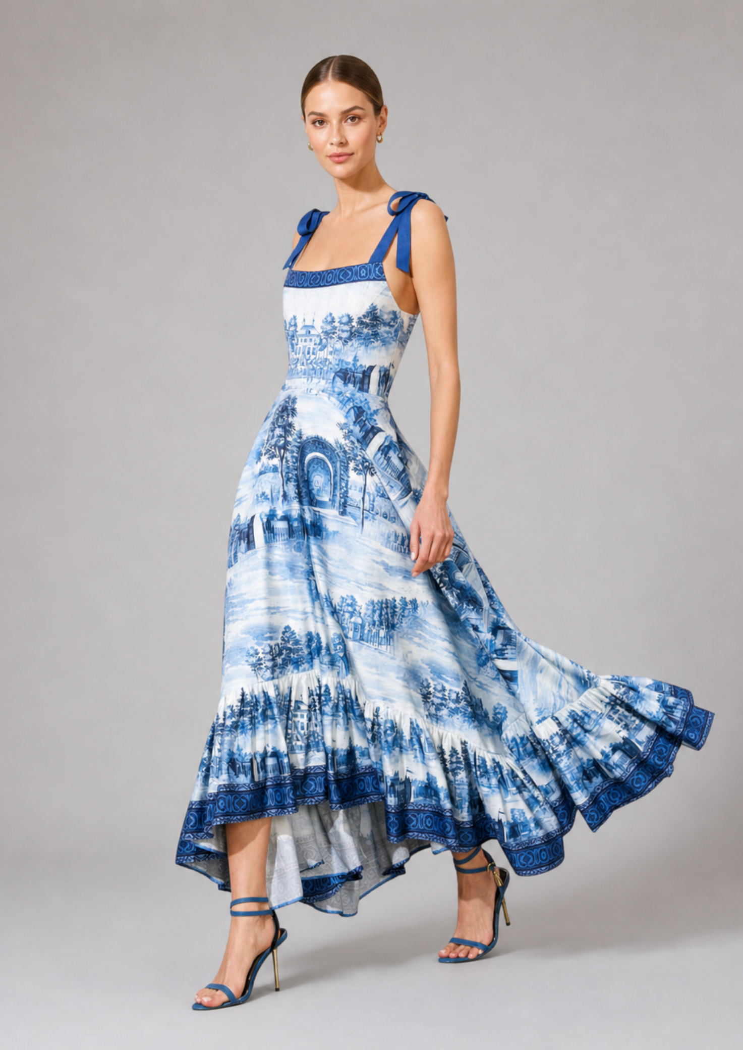 Women’s Floral Maxi Dress with Shoulder Straps