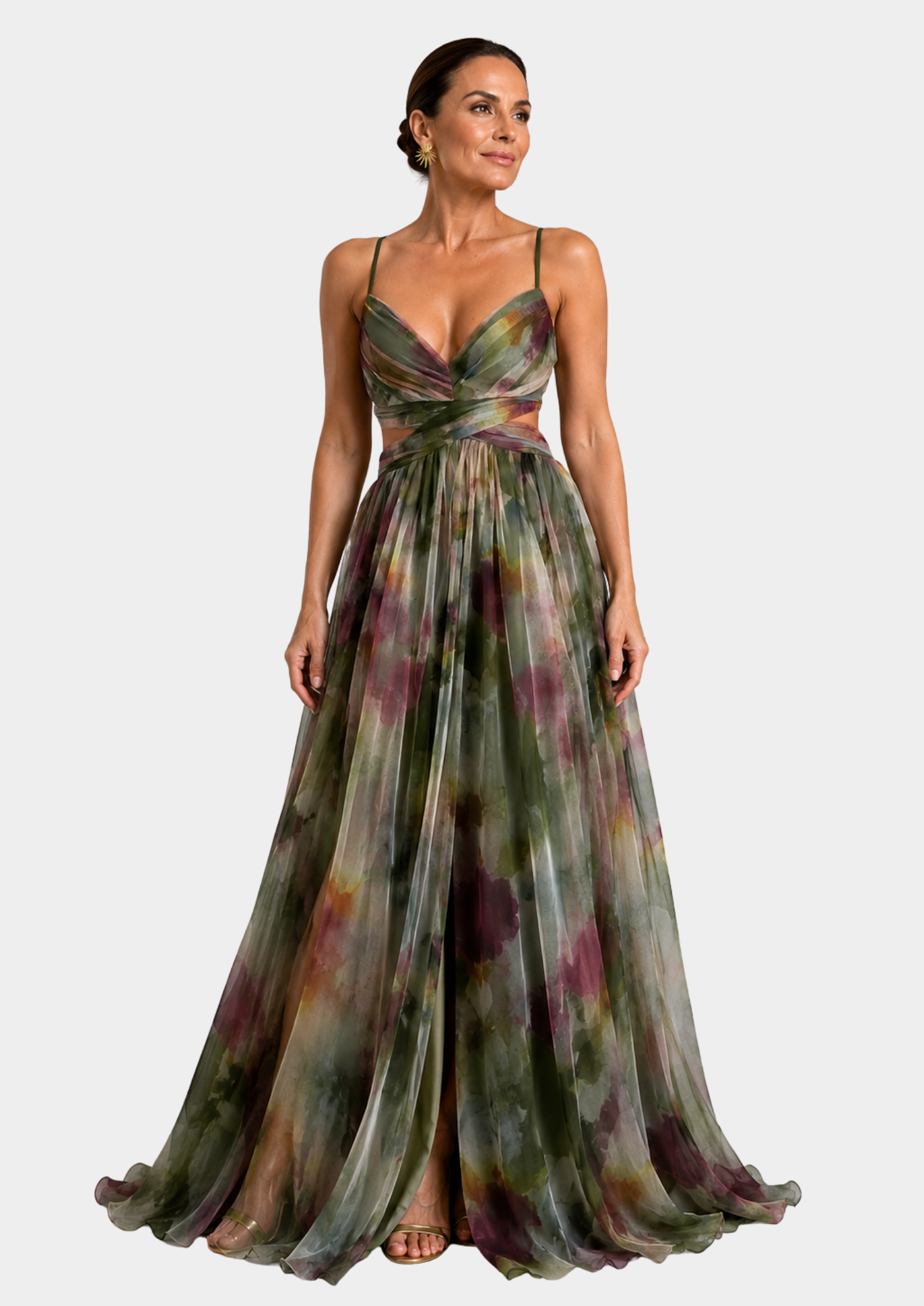 Women’s Floral Maxi Dress with Spaghetti Straps