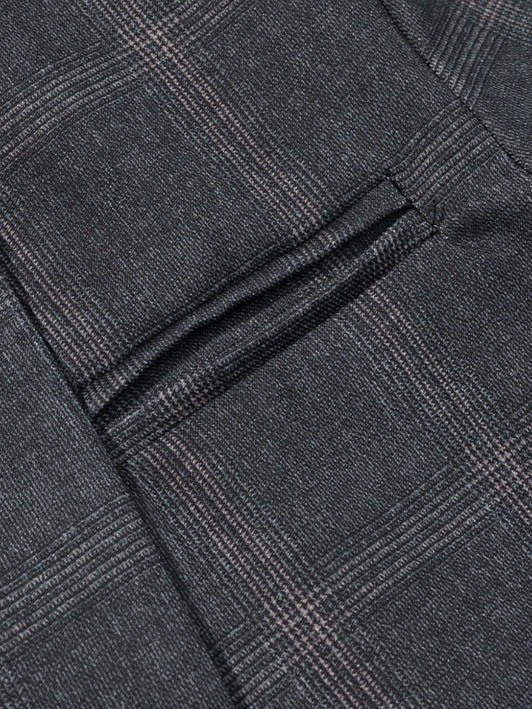 Women’s Grey Plaid Blazer with Asymmetrical Collar