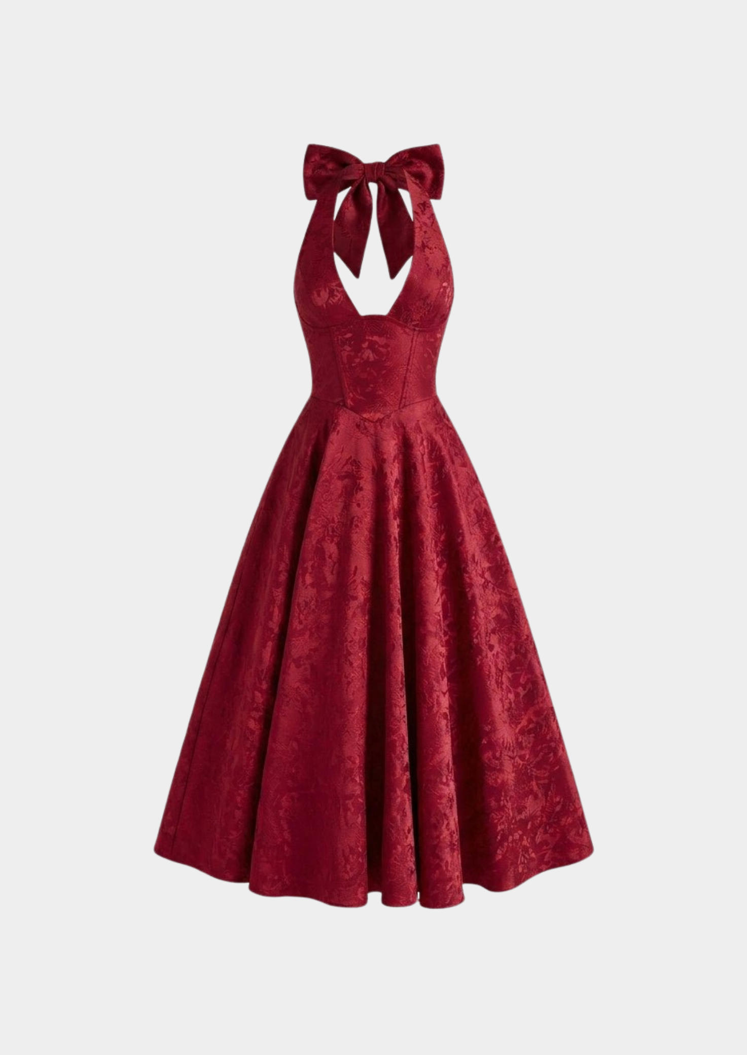 Women’s Halter Midi Dress with Floral Pattern