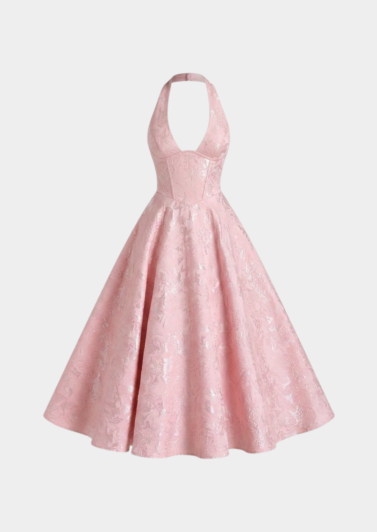Women’s Halter Midi Dress with Floral Pattern