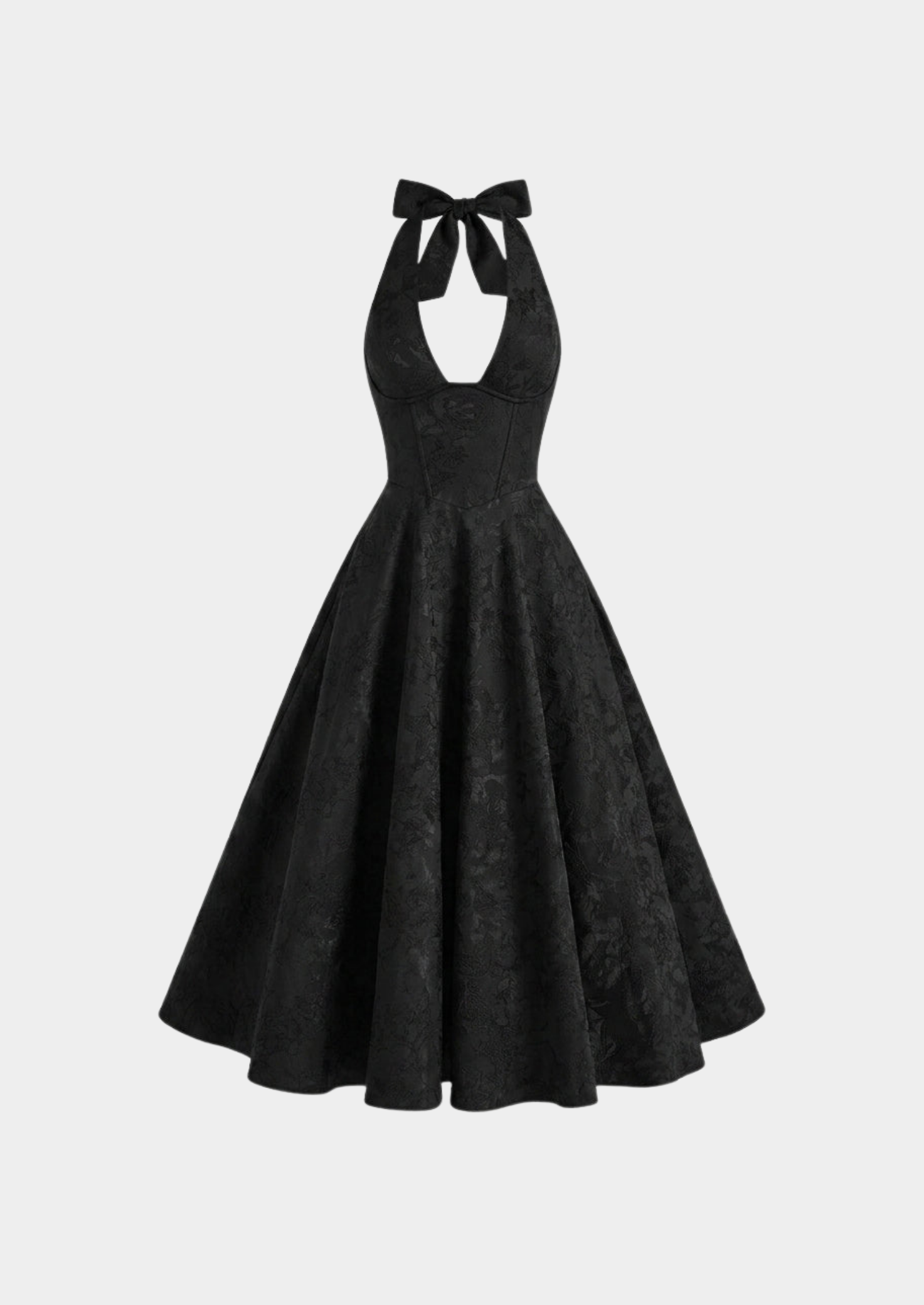 Women’s Halter Midi Dress with Floral Pattern