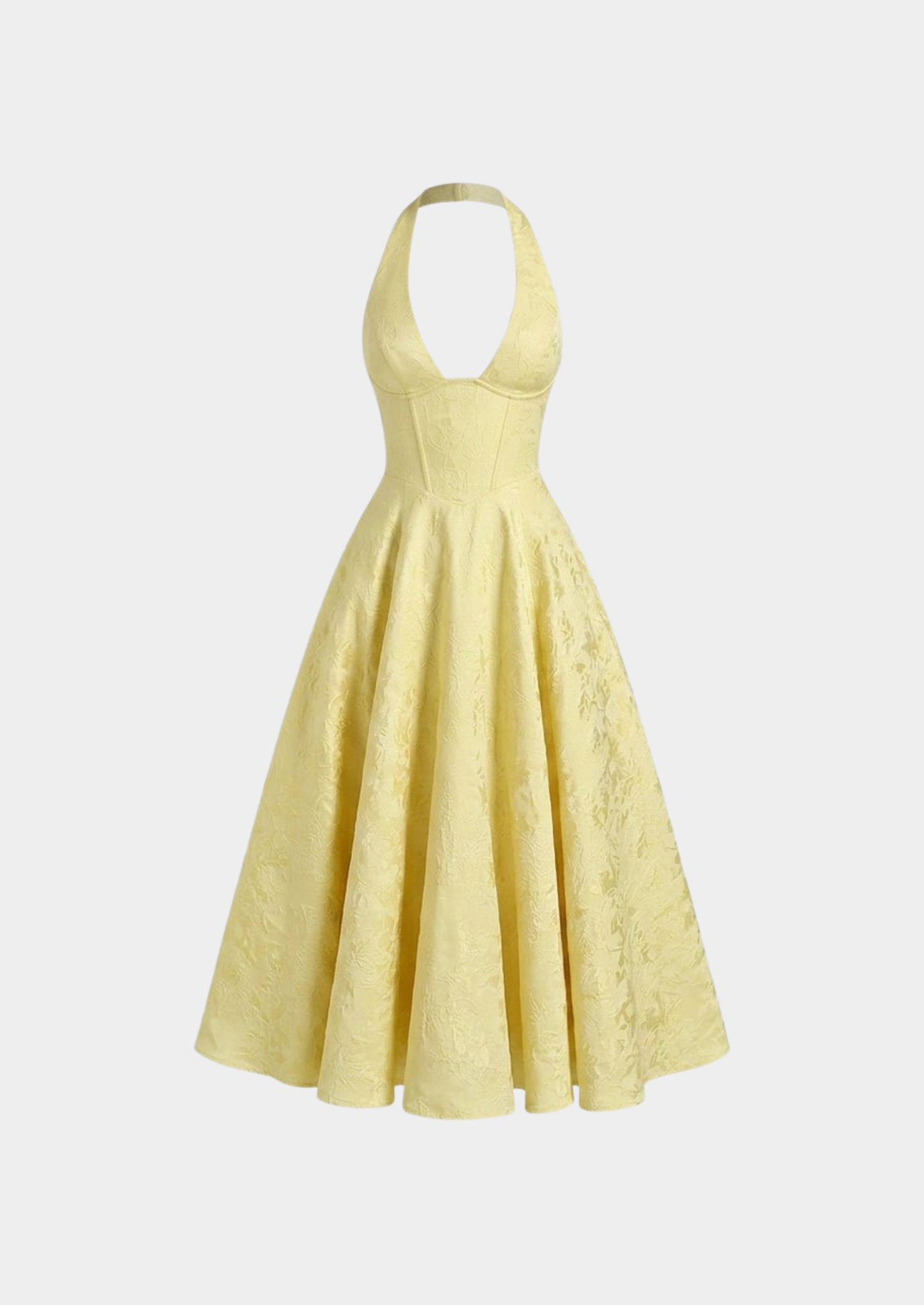 Women’s Halter Midi Dress with Floral Pattern