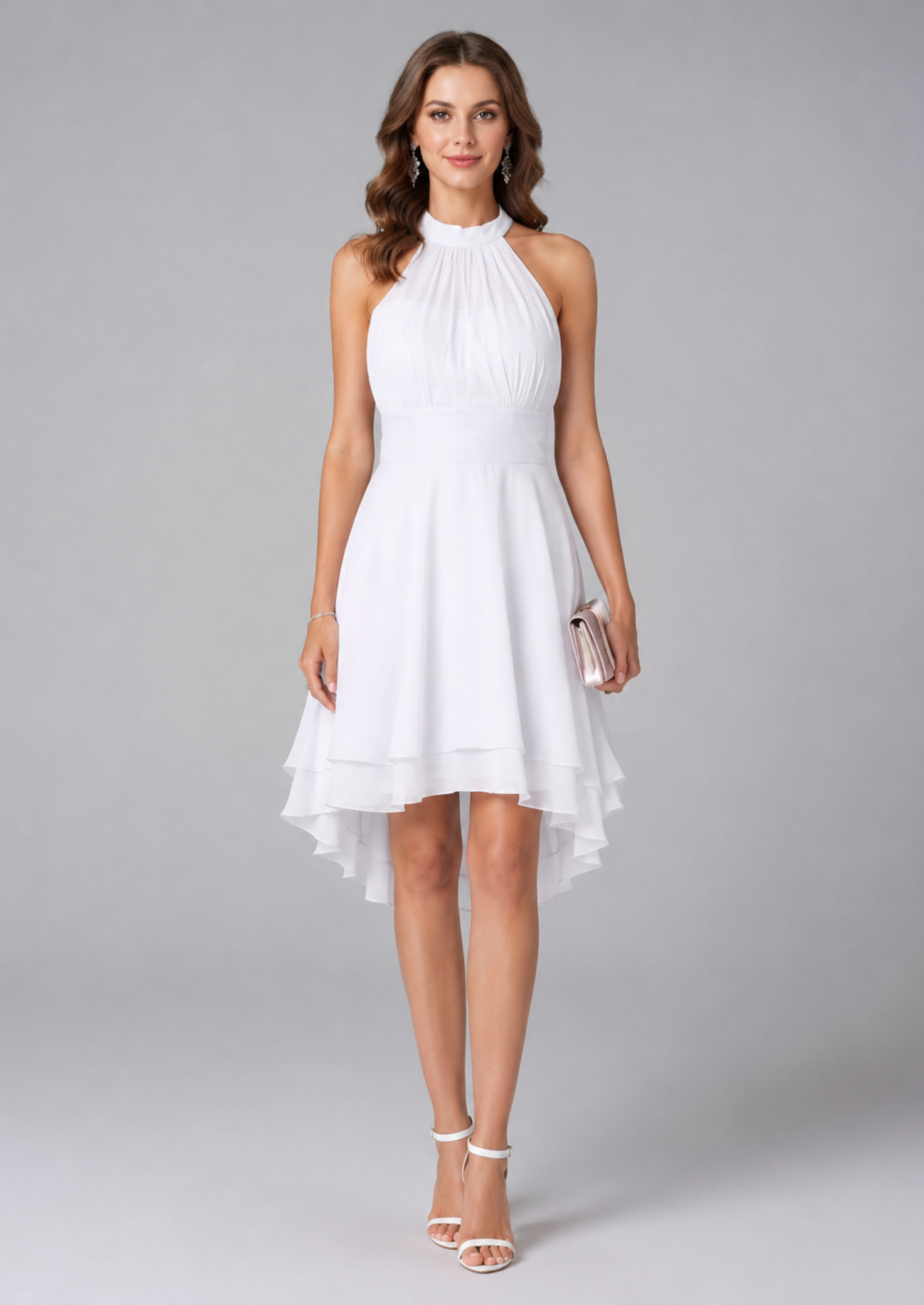 Women’s Halter Neck Layered Midi Dress