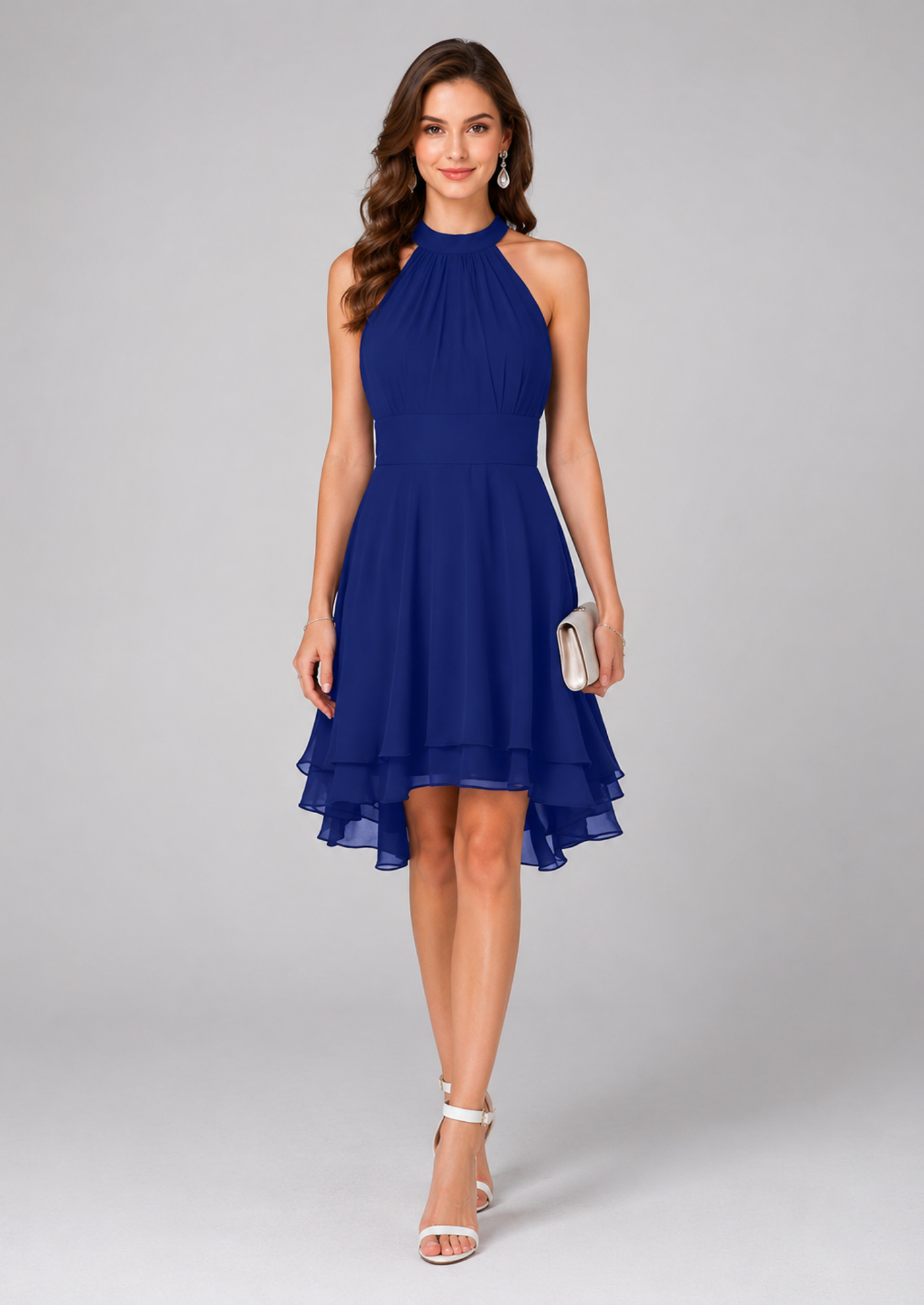 Women’s Halter Neck Layered Midi Dress