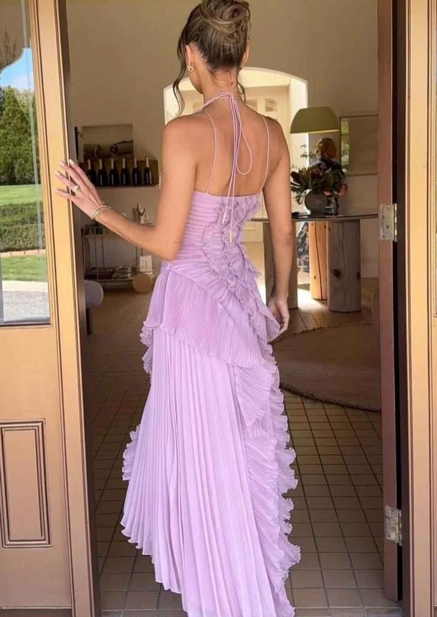Women’s Halter Neck Maxi Dress with Ruffle Details