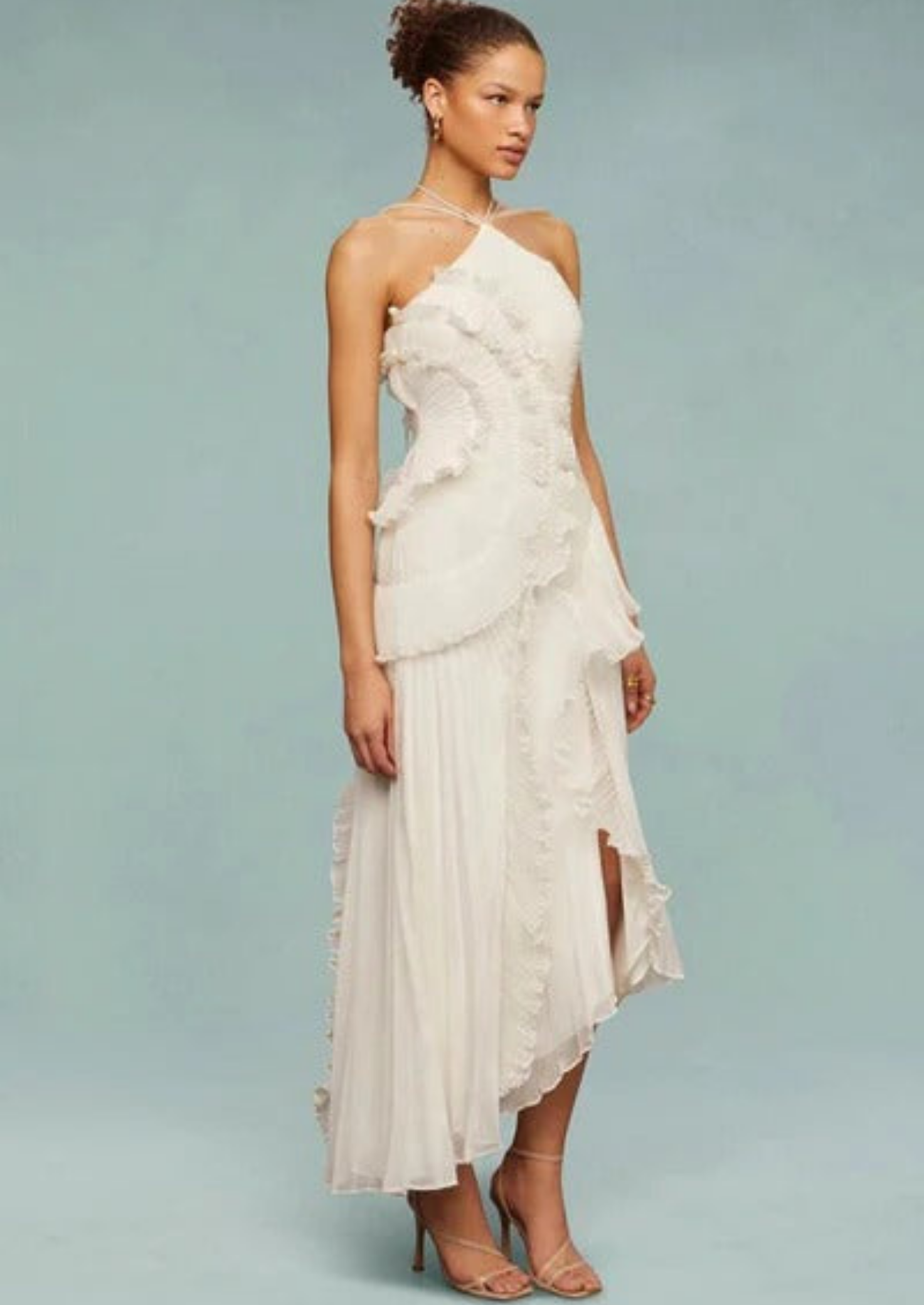 Women’s Halter Neck Maxi Dress with Ruffle Details