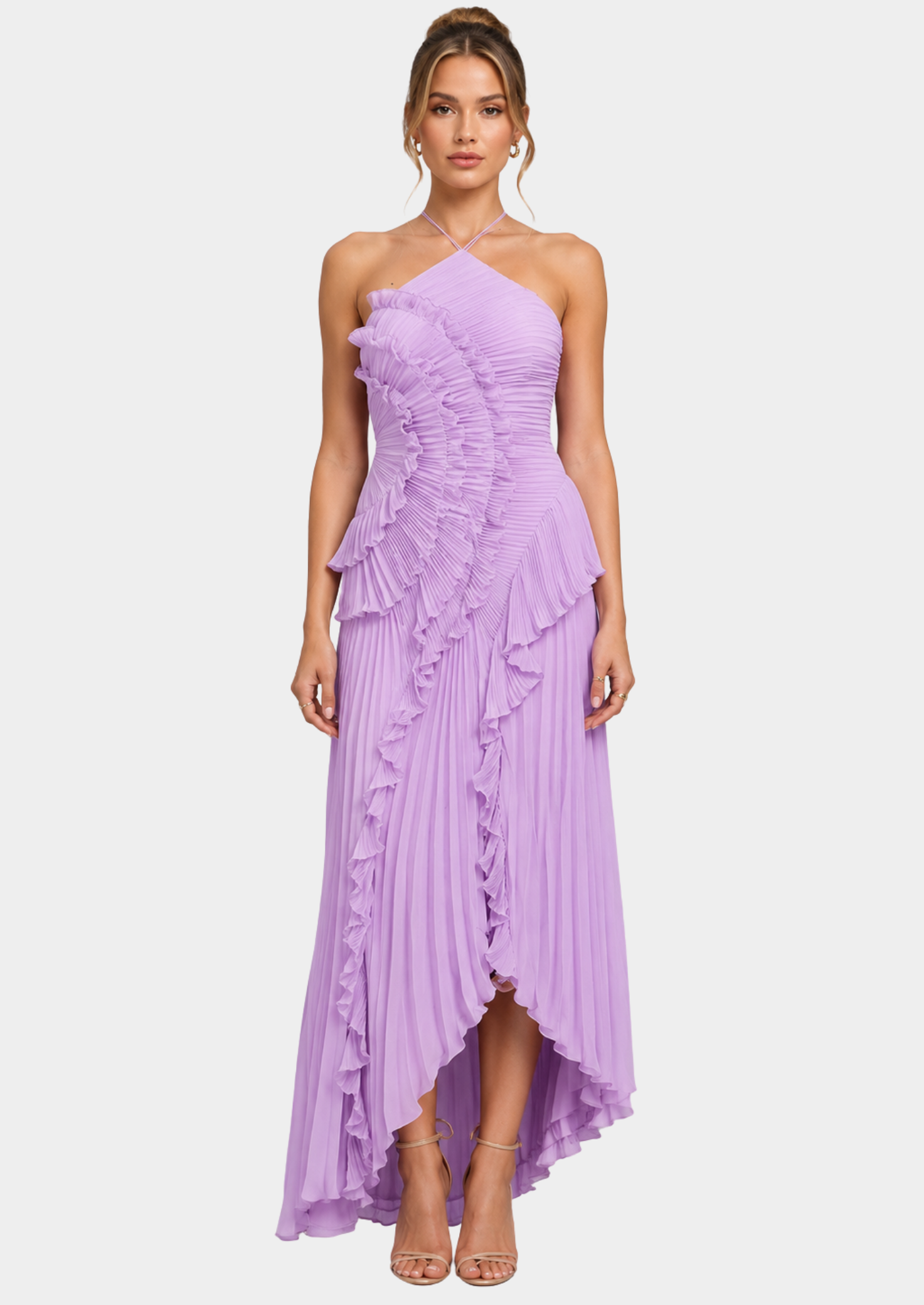 Women’s Halter Neck Maxi Dress with Ruffle Details