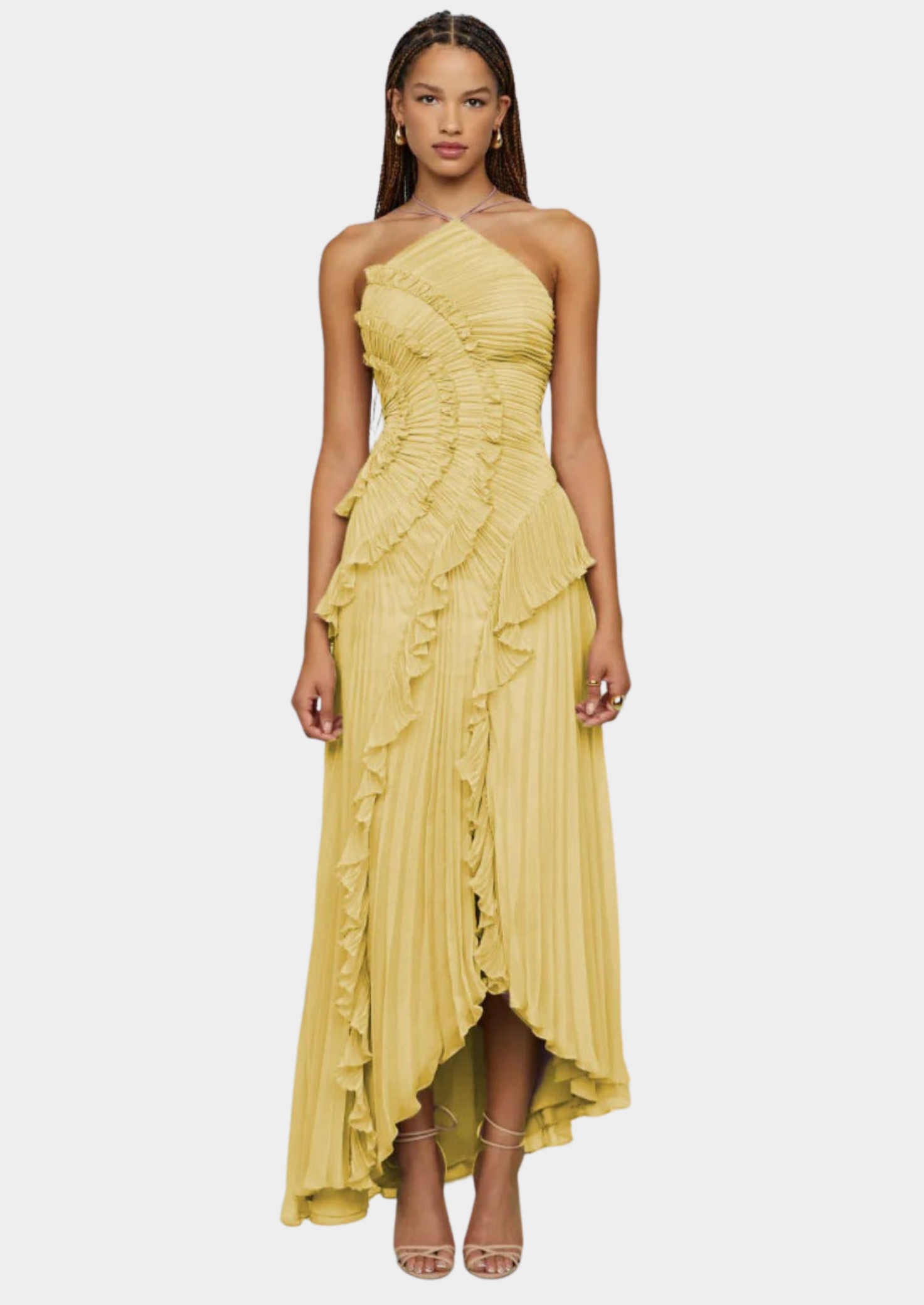 Women’s Halter Neck Maxi Dress with Ruffle Details