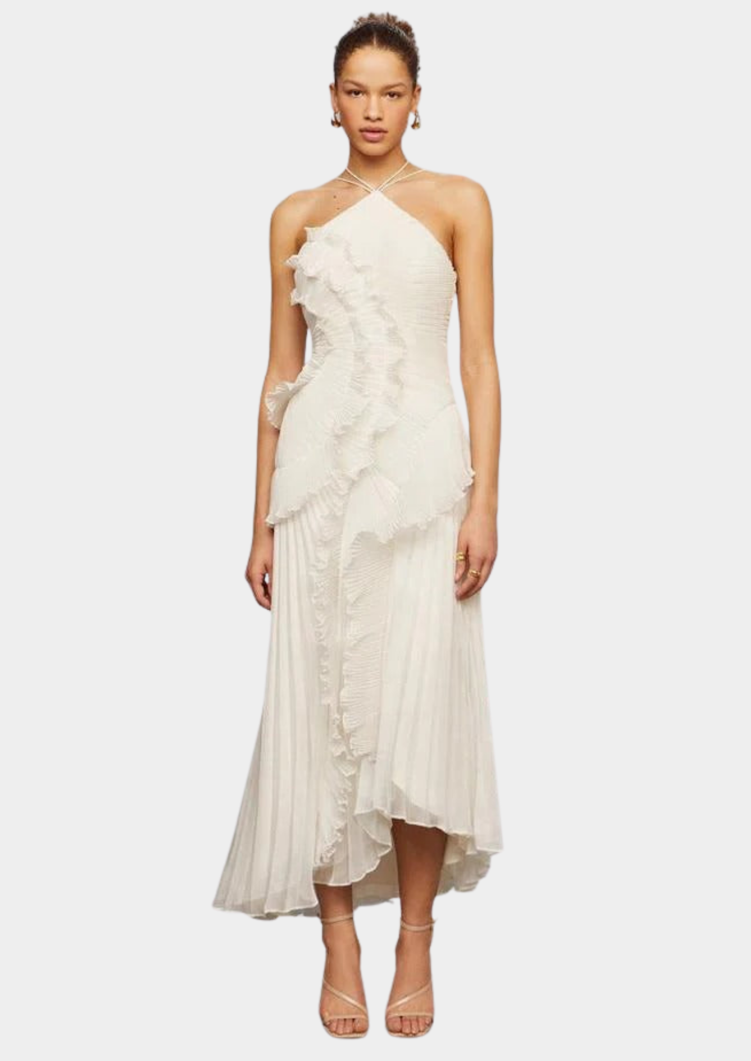 Women’s Halter Neck Maxi Dress with Ruffle Details