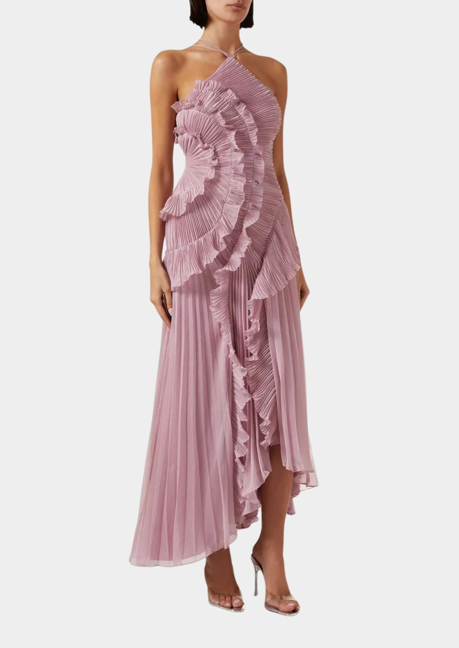 Women’s Halter Neck Maxi Dress with Ruffle Details