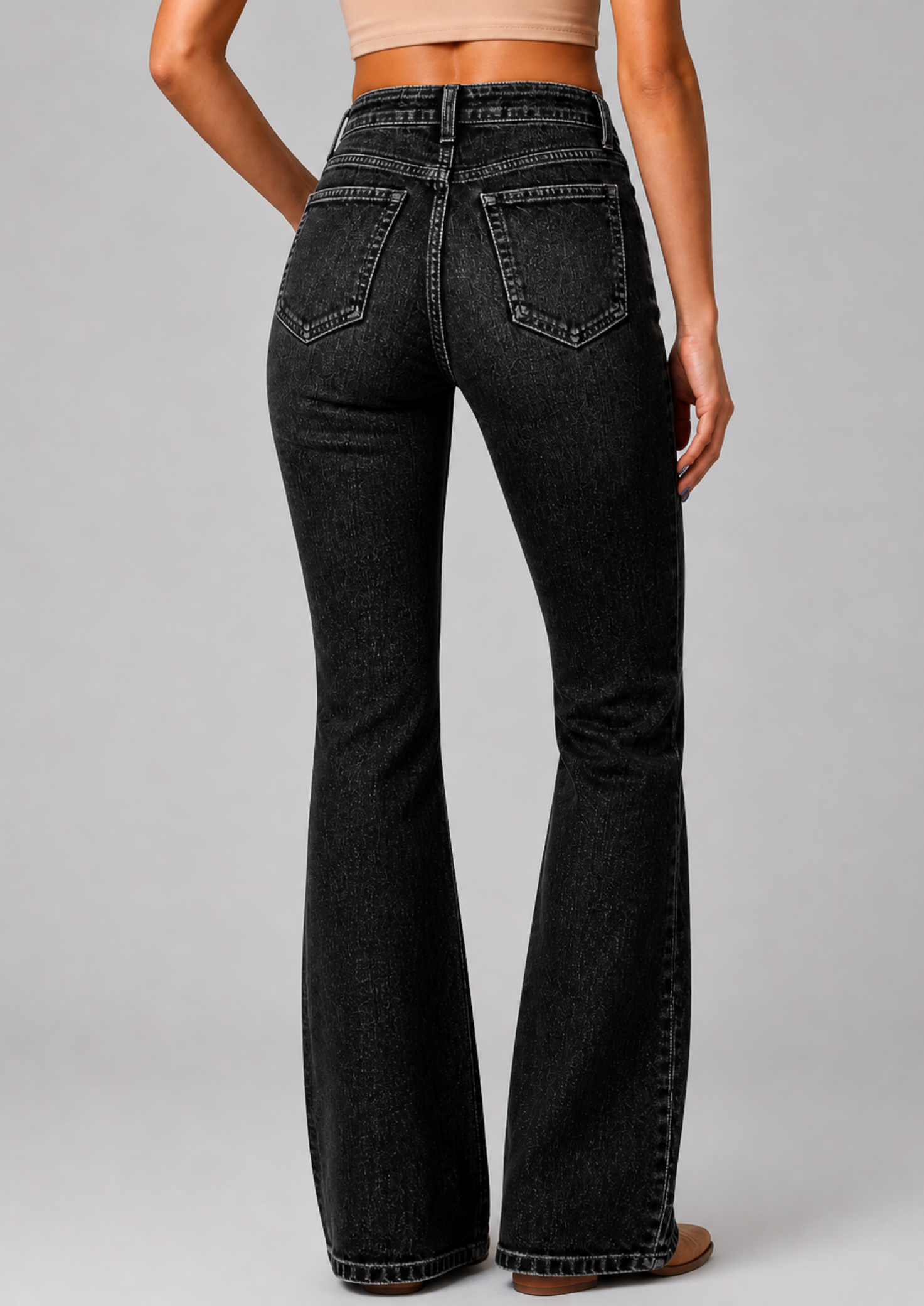 Women’s High-Waisted Flared Jeans with Front Closure