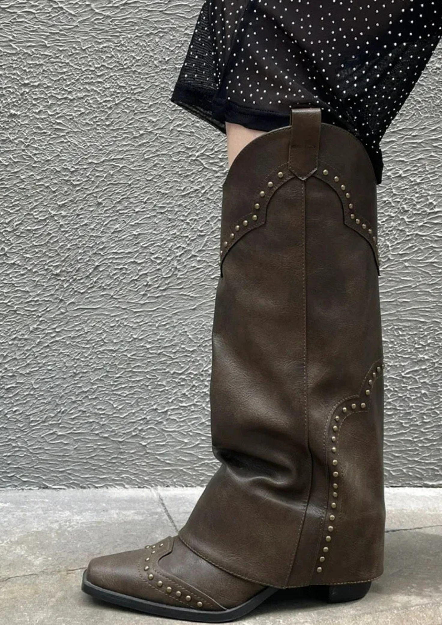 Women’s Knee-High Western Boots with Rivet Details