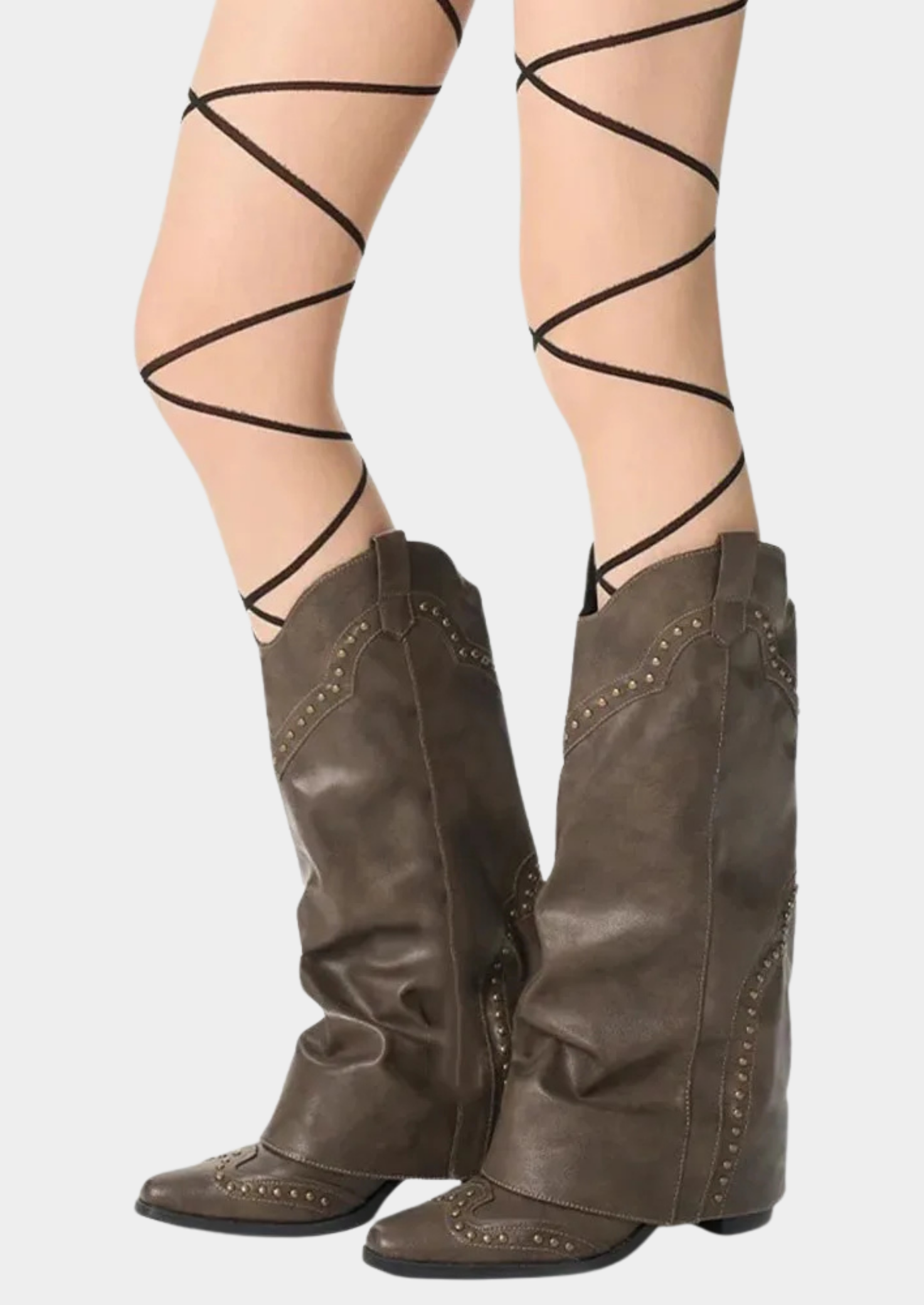 Women’s Knee-High Western Boots with Rivet Details
