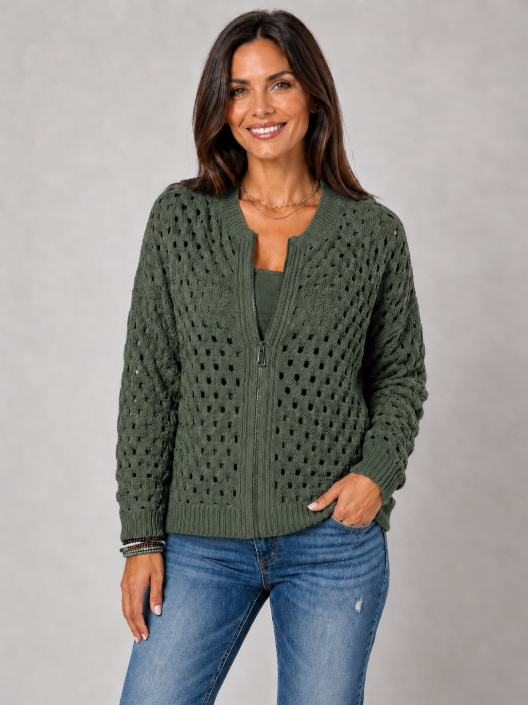 Women’s Knitted Cardigan with Zip Closure