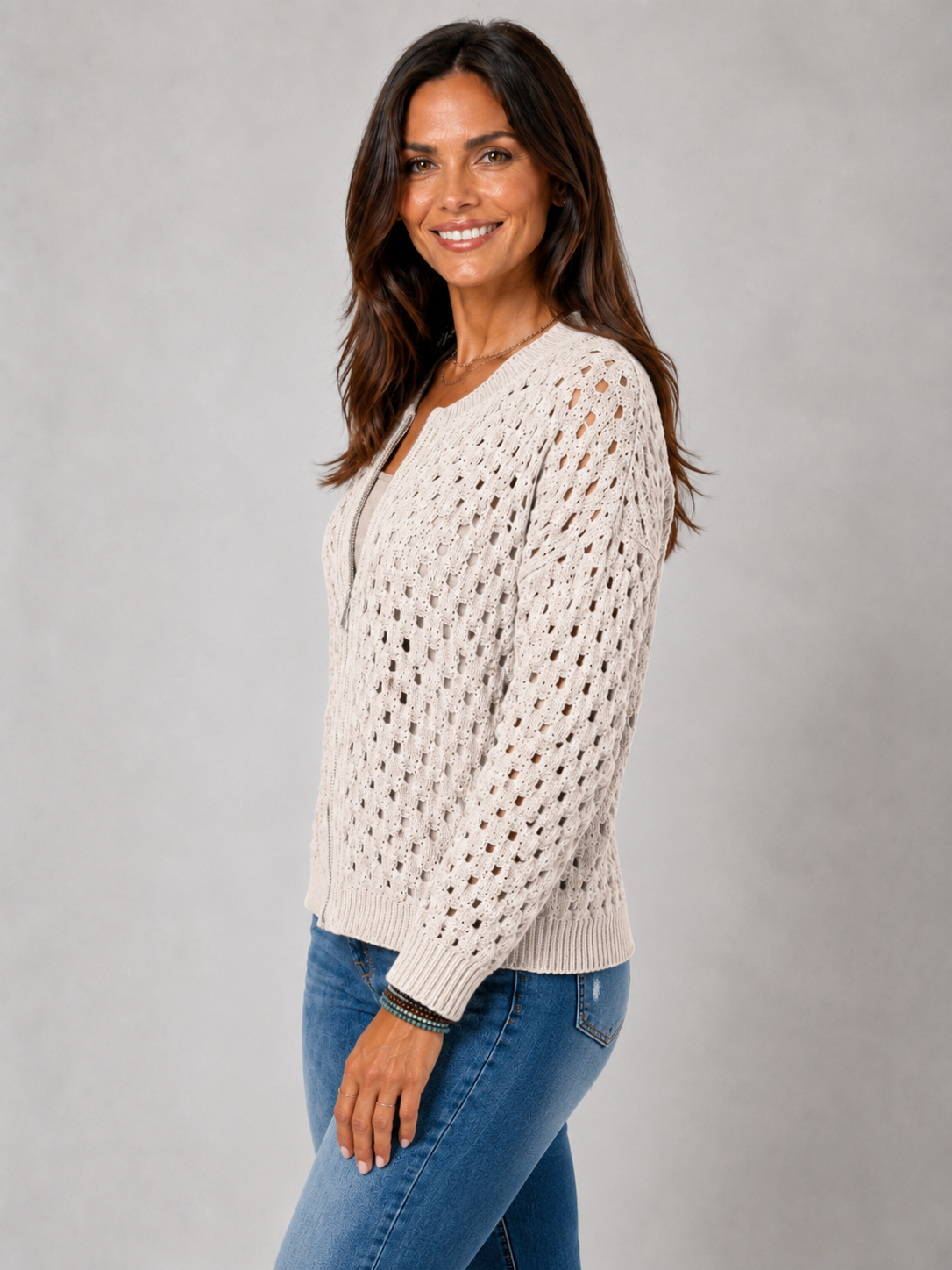 Women’s Knitted Cardigan with Zip Closure