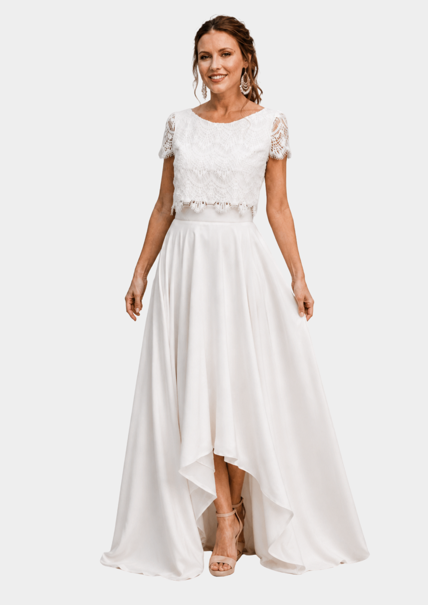 Women’s Lace Crop Top and Maxi Skirt Bridal Set