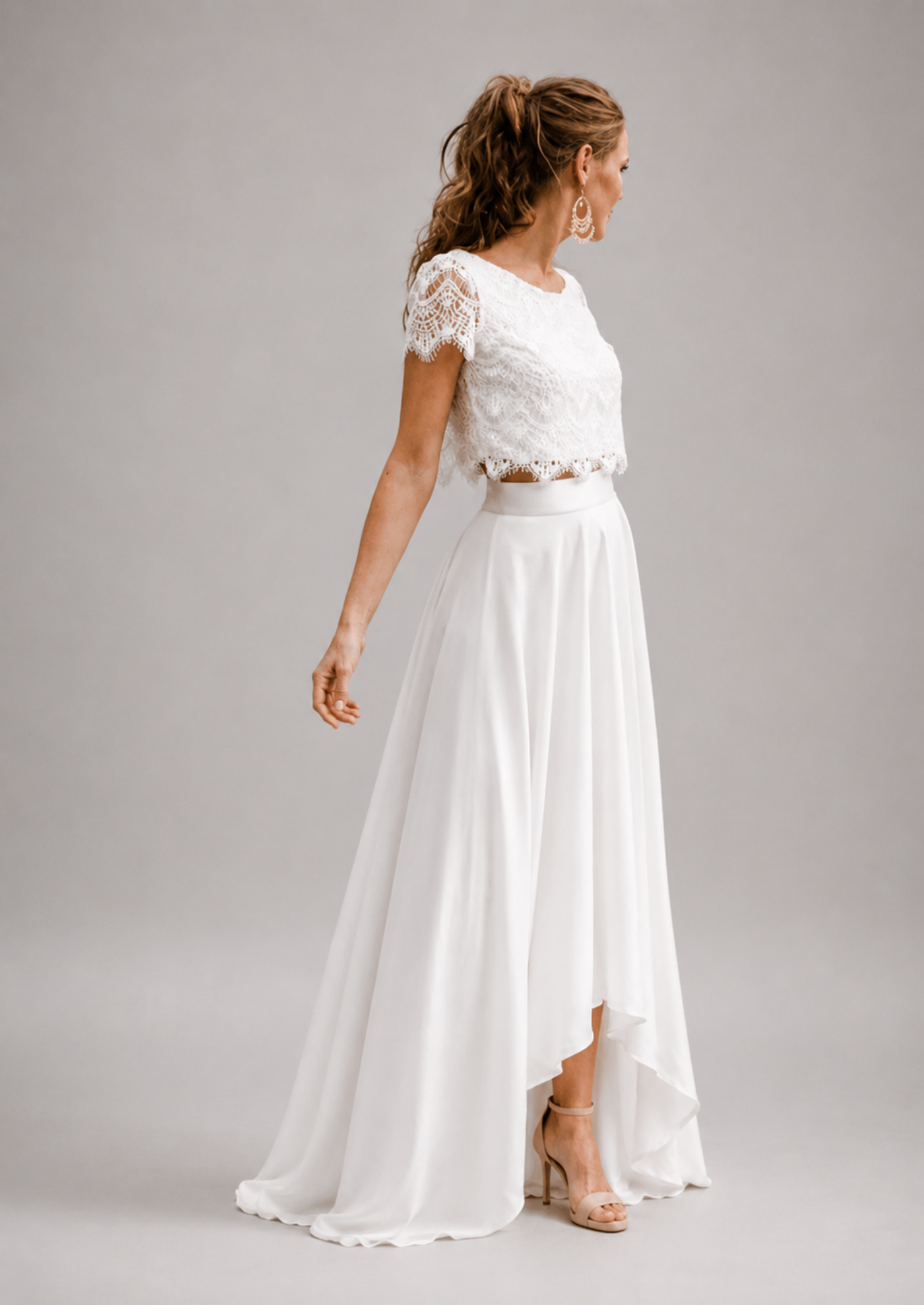 Women’s Lace Crop Top and Maxi Skirt Bridal Set