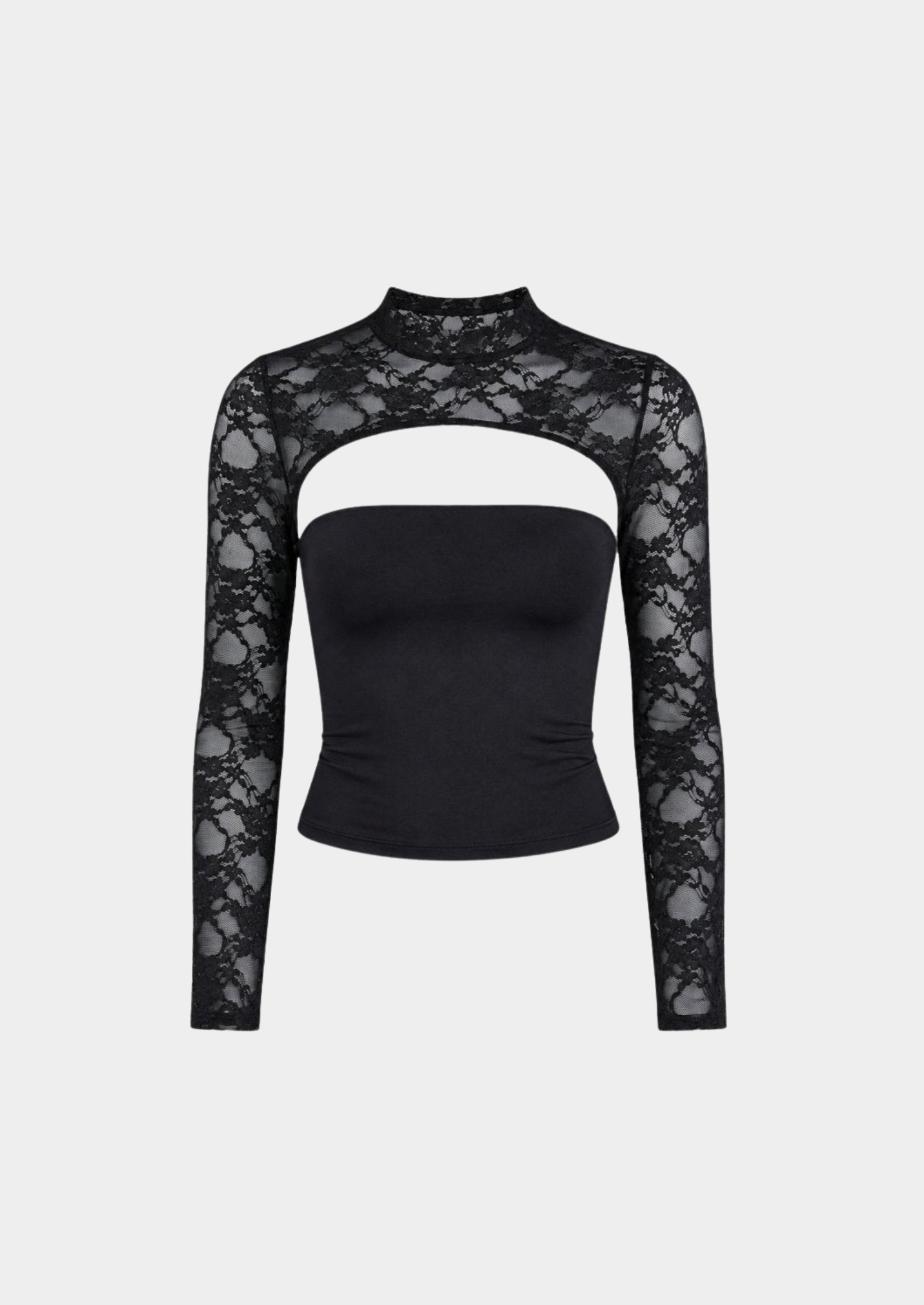 Women’s Lace Cutout Top with Mock Neck