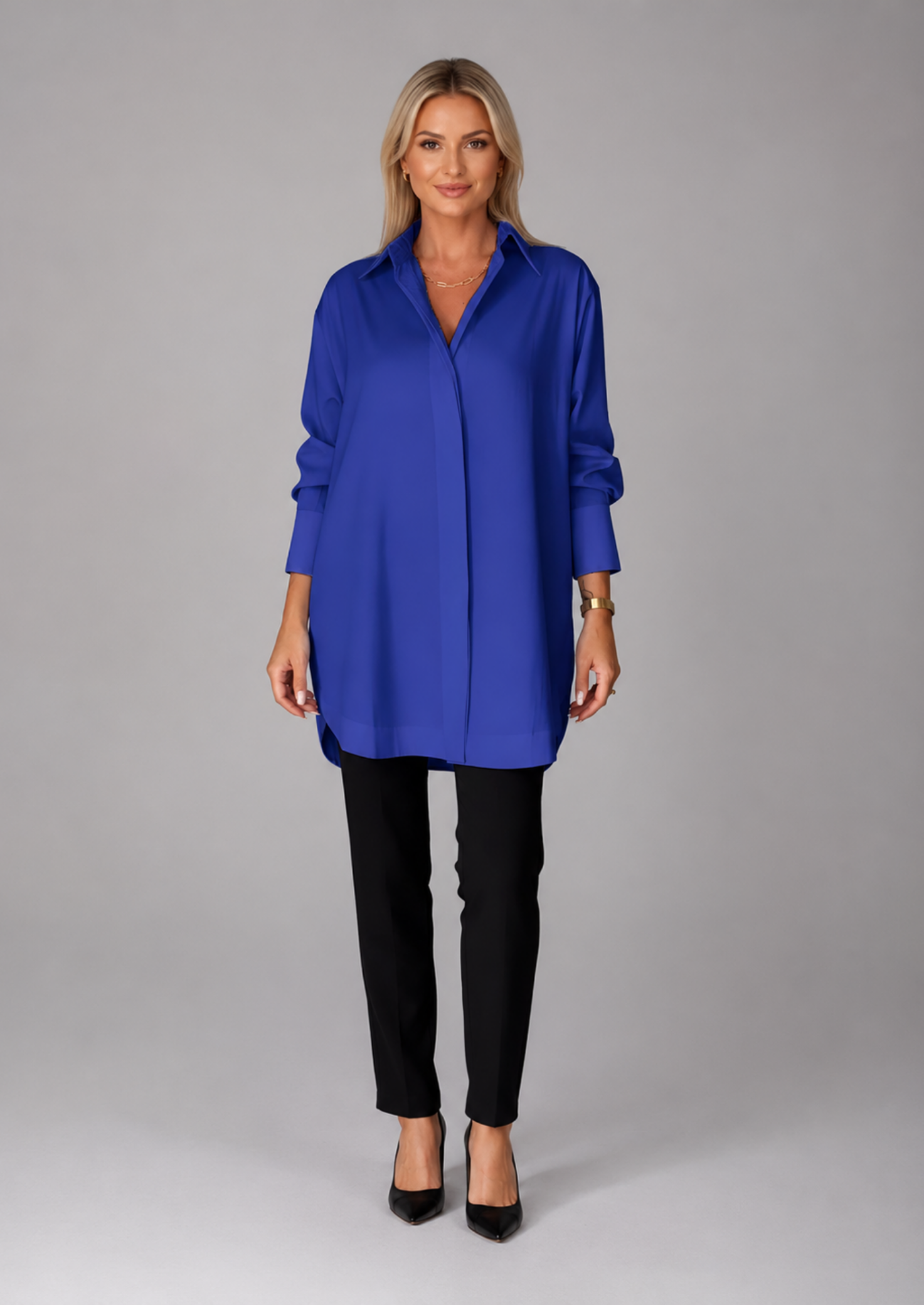 Women’s Longline Shirt with Button Closure