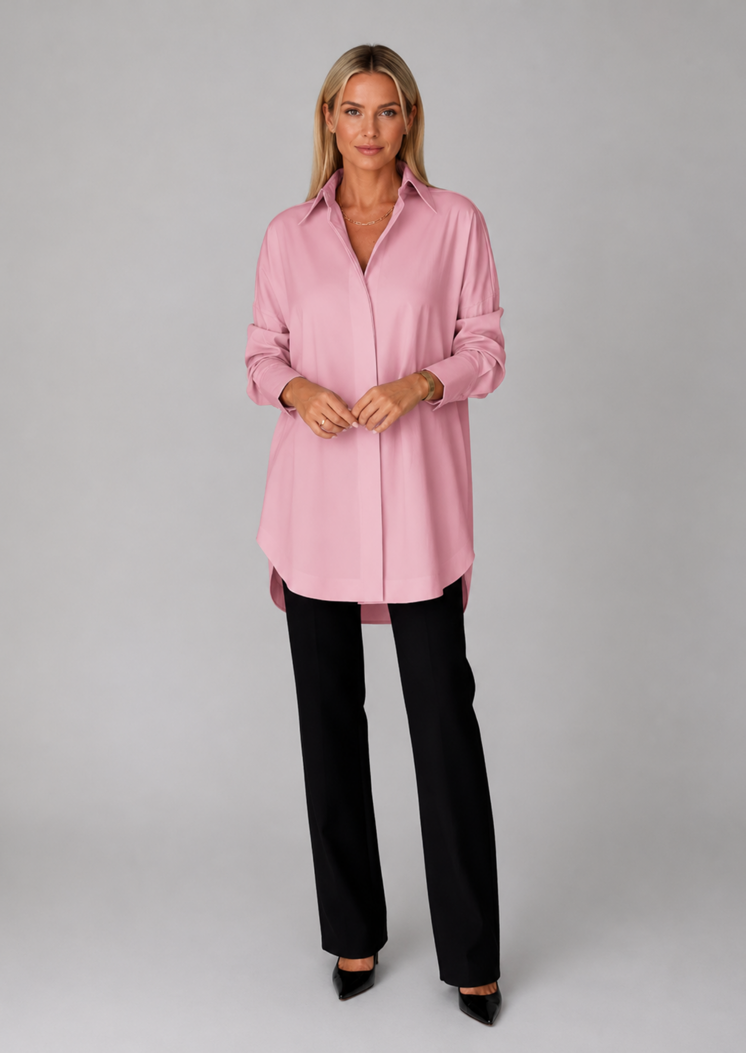 Women’s Longline Shirt with Button Closure