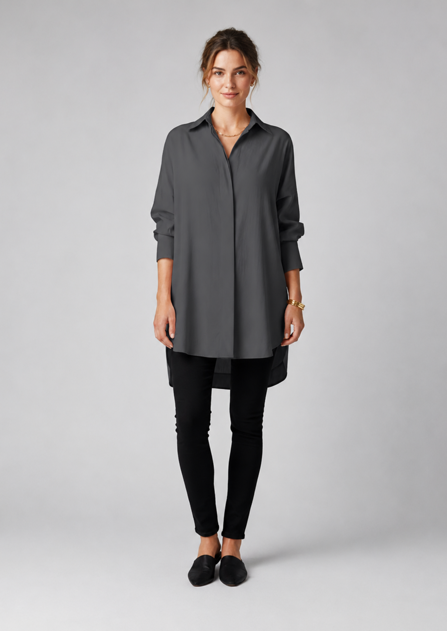 Women’s Longline Shirt with Button Closure