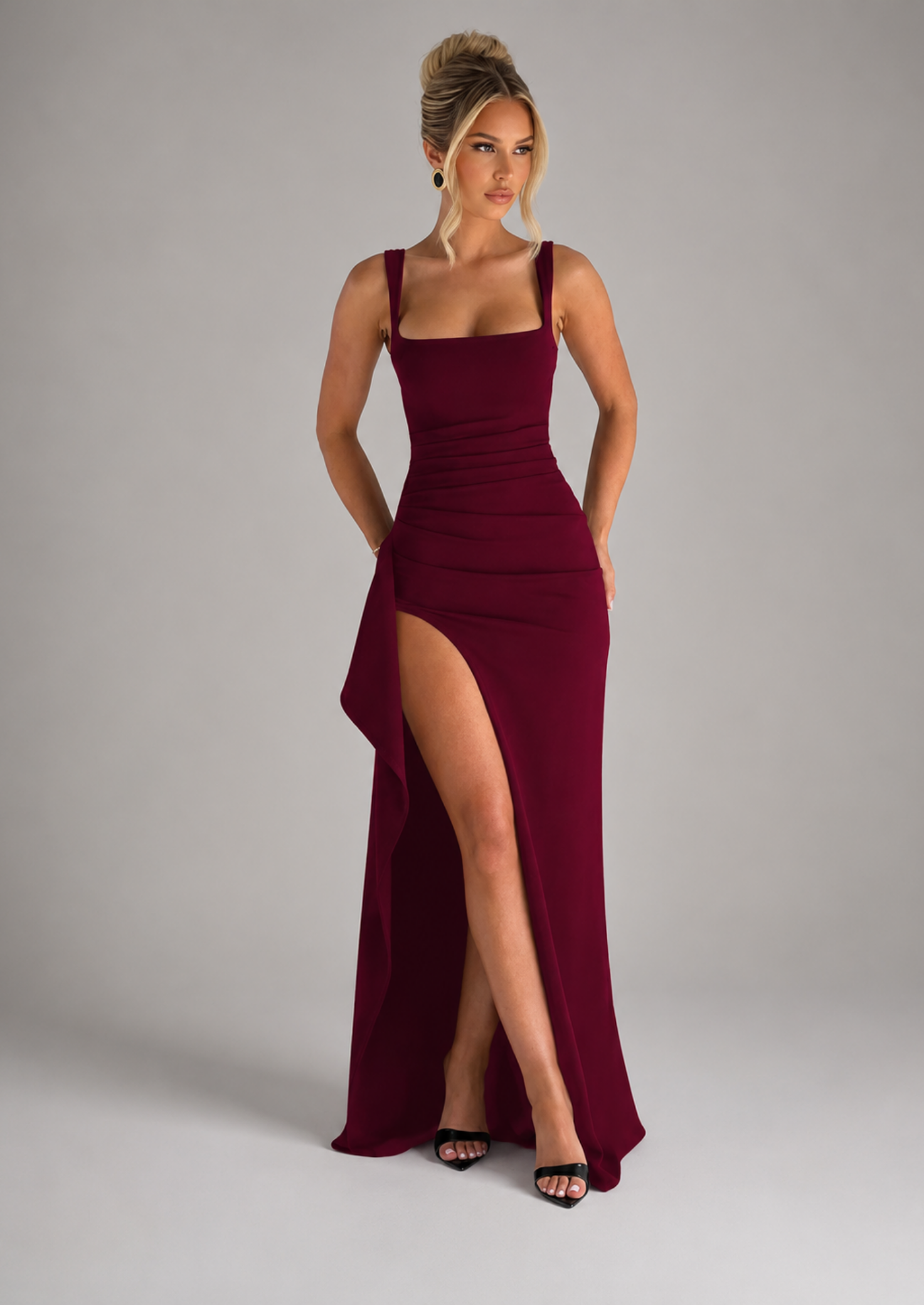 Women’s Maxi Dress with Open Back and Side Slit