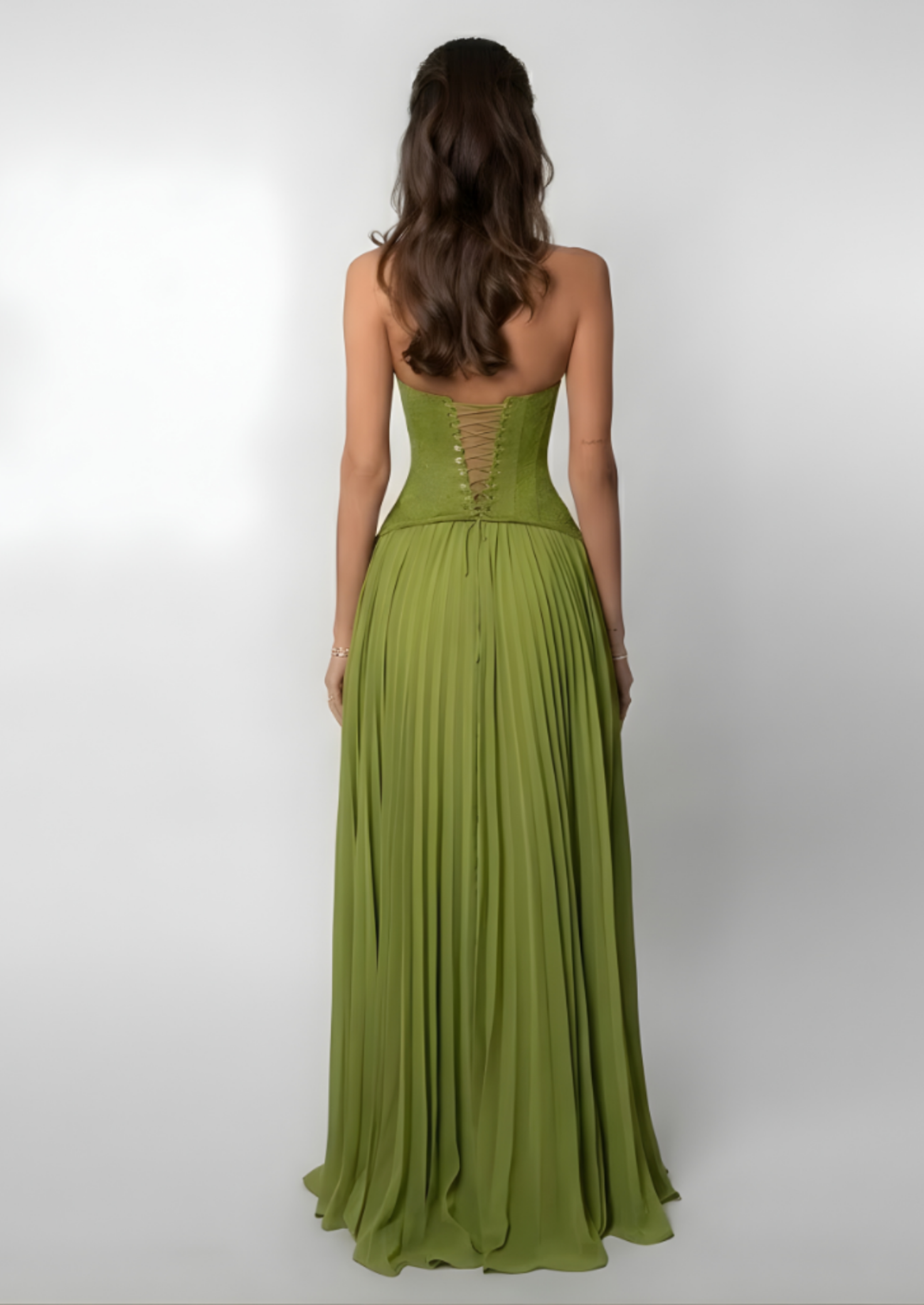 Women’s Maxi Dress with Spaghetti Straps and Pleated Skirt