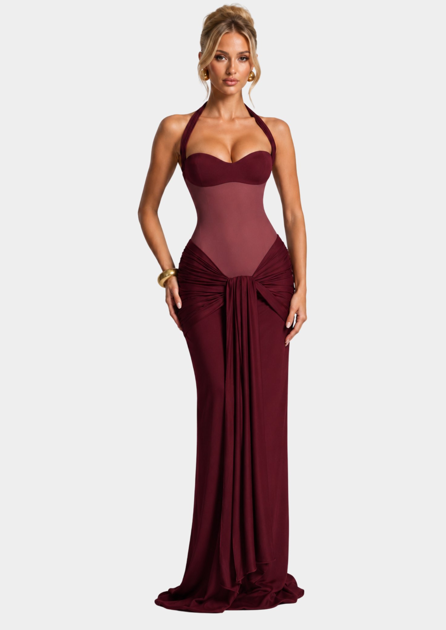 Women’s Maxi Dress with Sweetheart Neckline and Halter Strap