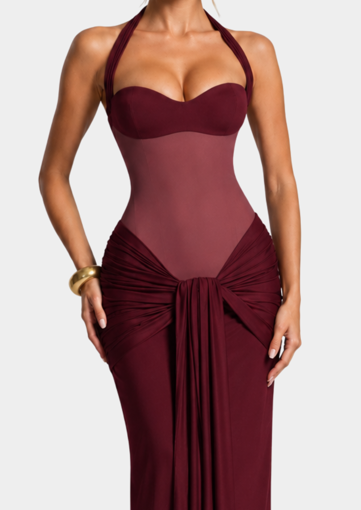 Women’s Maxi Dress with Sweetheart Neckline and Halter Strap